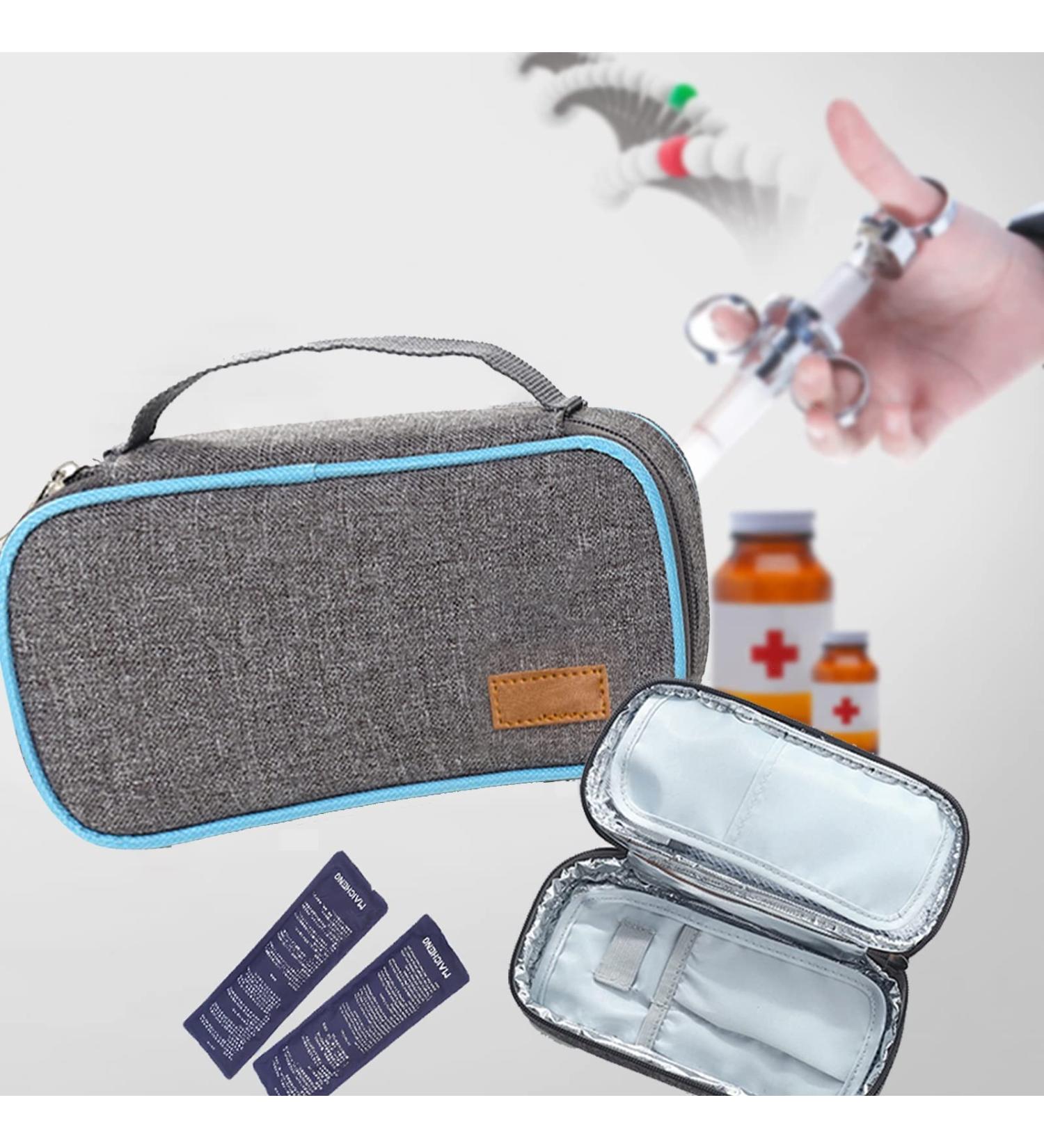 QCLUEU Insulated Insulin Cooler Travel Case Diabetic Supplies Storage Bag with 2 Ice Packs for Insulin Pens Diabetic Medication Storage (Color : Blue) - Buy Online on GoSupps.com