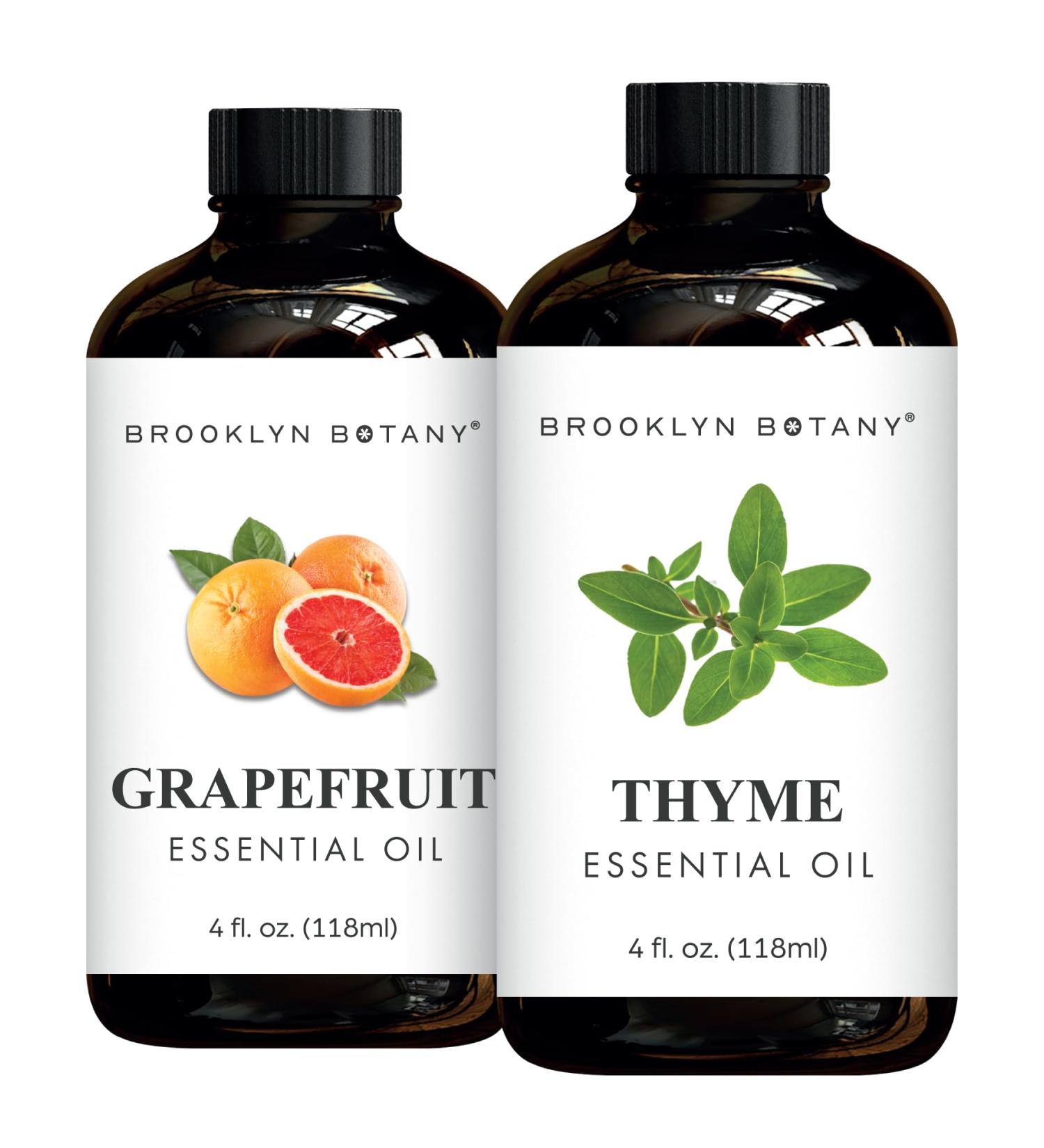 Brooklyn Botany Grapefruit & Thyme Essential Oils 4 Fl Oz (Pack of 2) 100% Pure & Natural Refreshing & Herbal Aromatherapy Blend - Buy Online on GoSupps.com