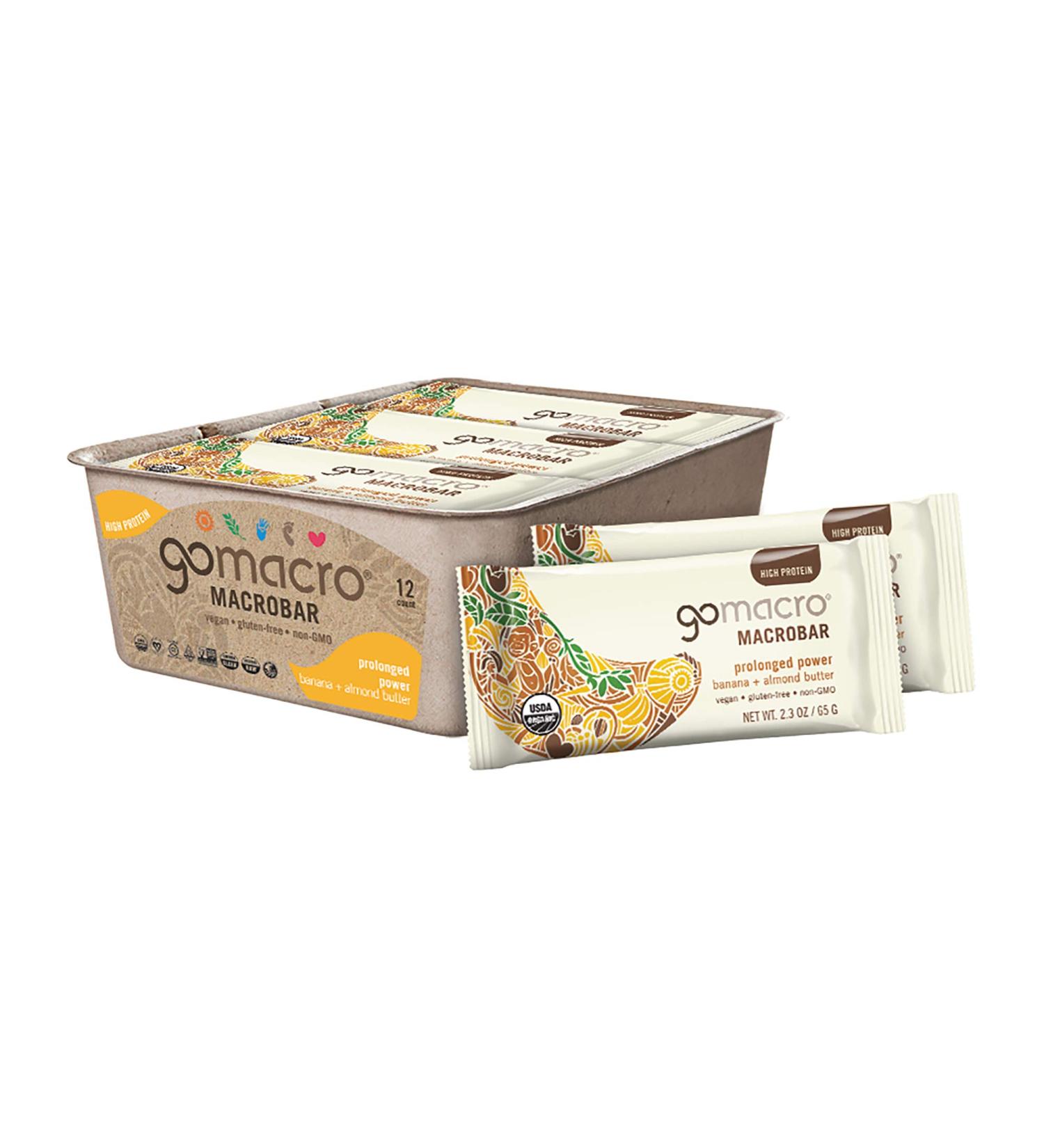 GoMacro Organic Vegan Protein Bars - Banana & Almond Butter (12-Pack) | 1.9 oz Each - Buy Online on GoSupps.com