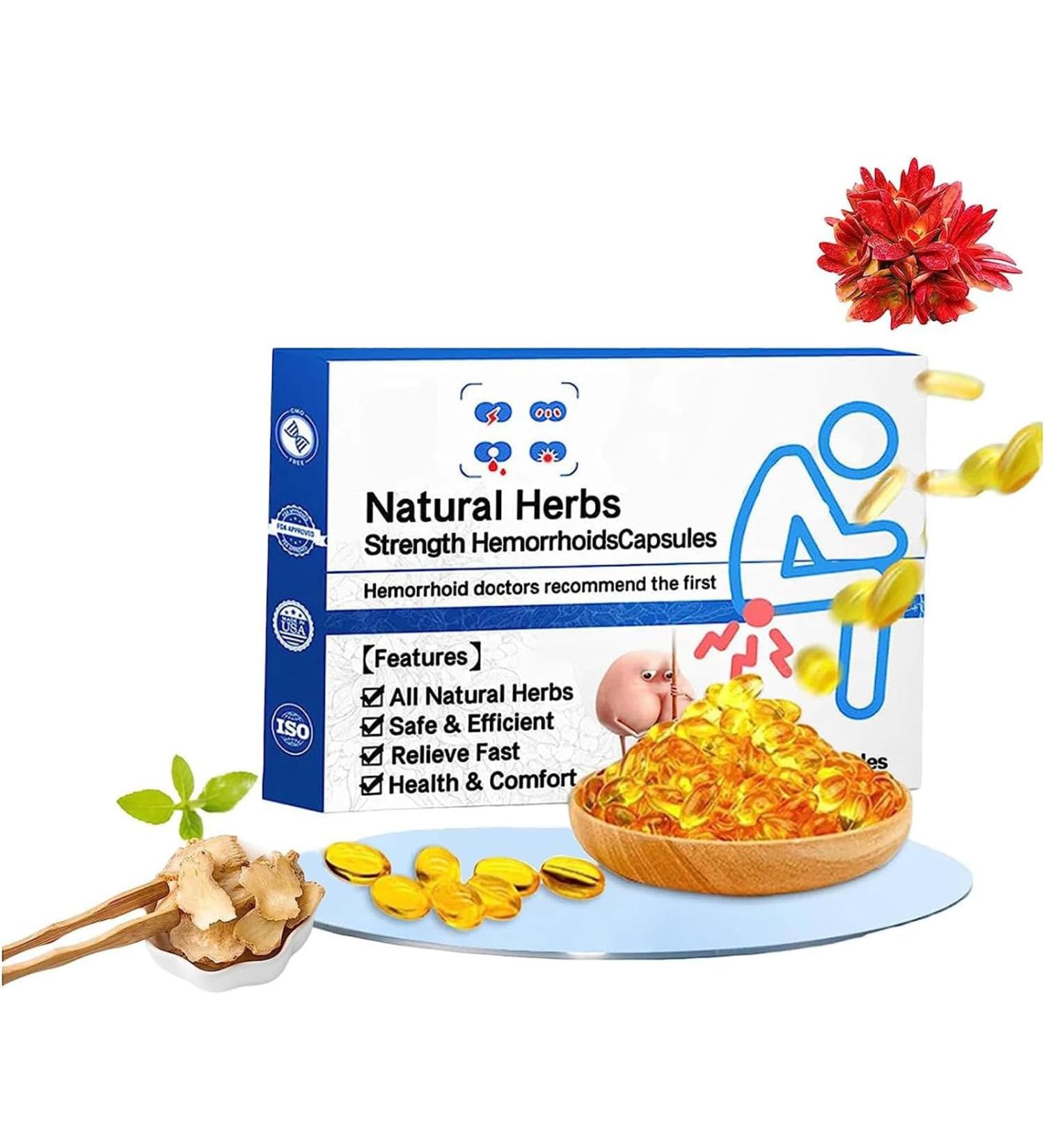 EXQST Natural Herbal Strength Hemorrhoid Capsules - Fast Relief for Men and Women - Buy Online on GoSupps.com