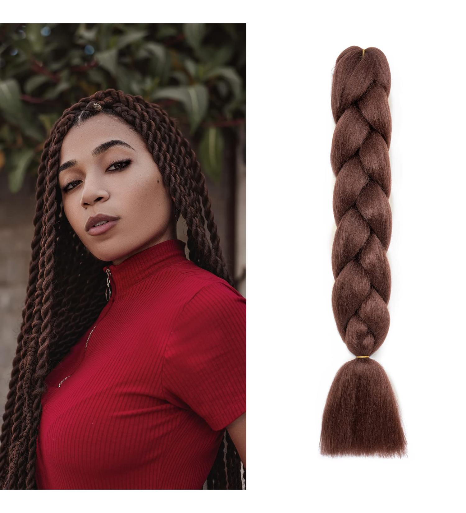 Shop Gairyan Jumbo Braids Extensions - 100g 60cm Ombre Synthetic Braiding Hair for Box Crochet (Dark Auburn) - Buy Online on GoSupps.com