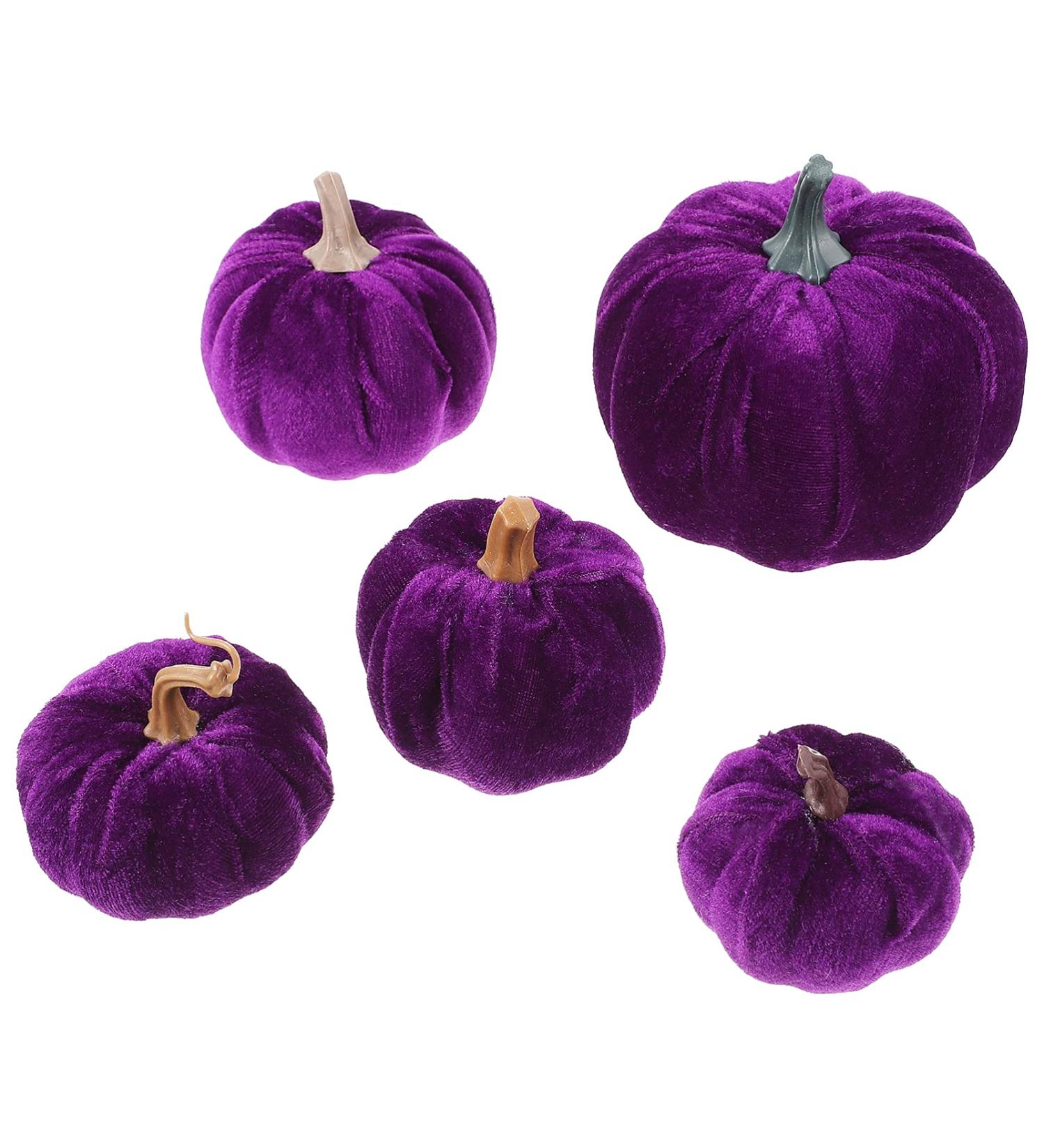 HOMSFOU 5pcs Flannel Foam Pumpkin Faux Pumpkins Farmhouse Pumpkins Harvest Artificial Pumpkins Halloween Decorations Outdoor Home Decor Harvest Party Pumpkin Decor Fake Pumpkin Set Purple Purple 14X12.5X12.5CM - Buy Online on GoSupps.com