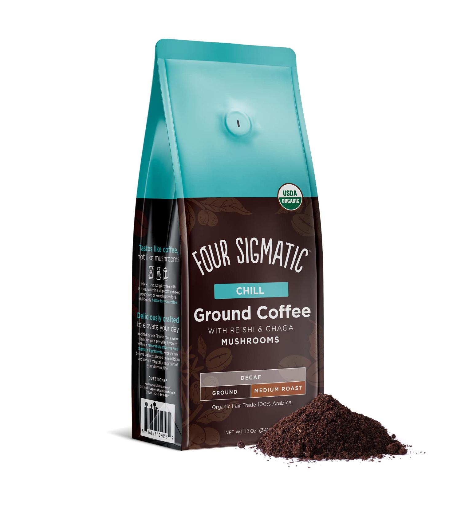 Four Sigmatic Mushroom Coffee with Reishi - Medium Roast Decaf 12 oz - Buy Online on GoSupps.com