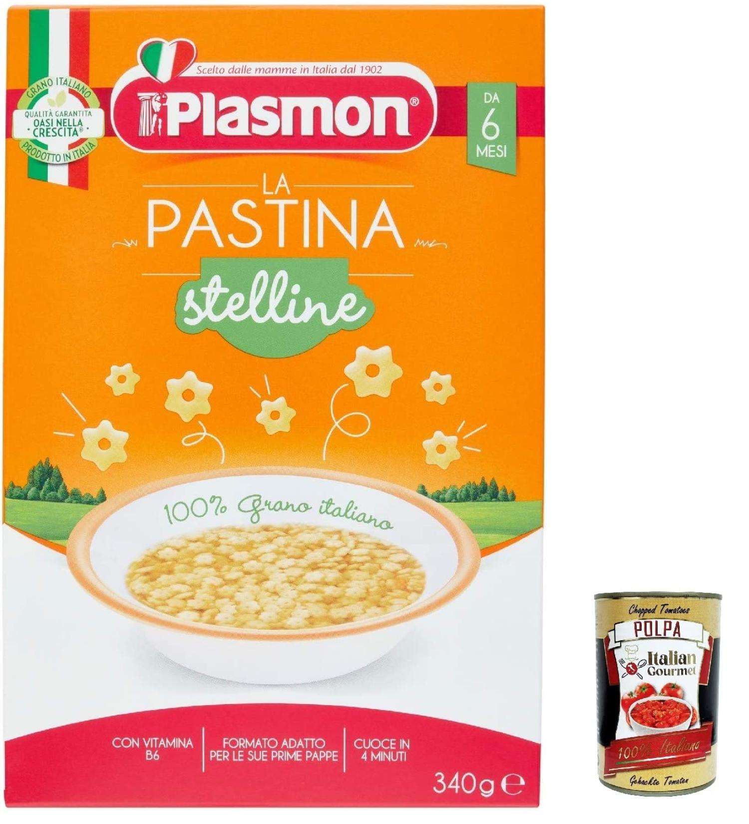  Italian Gourmet E.R. Pack of 6 Stelline plasmon pasta 340g (6 months) + gourmet Italian polpa 400g - Buy Online on GoSupps.com