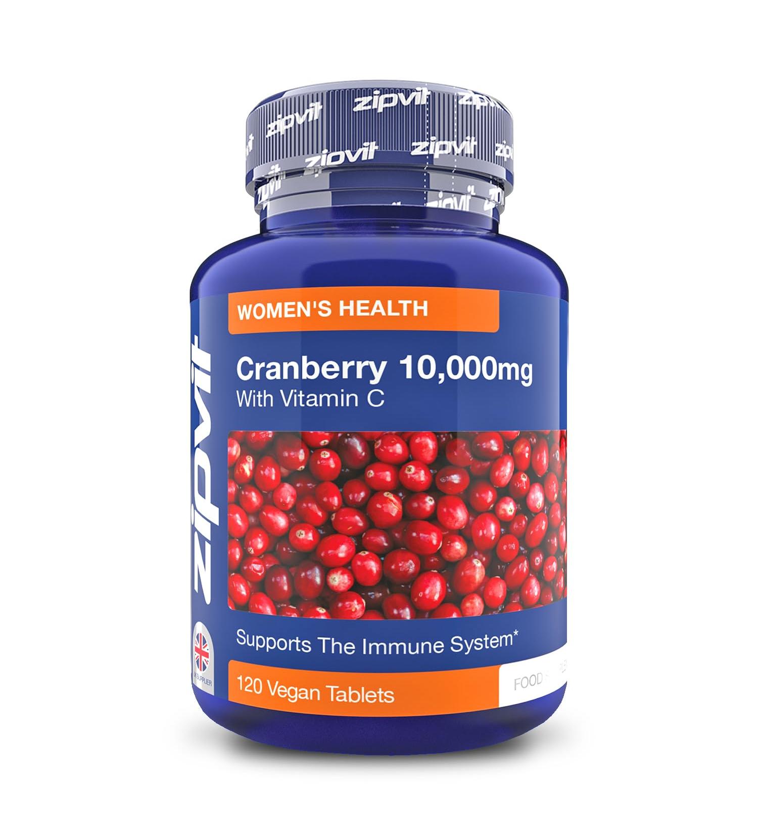 High Strength Cranberry Tablets 10,000mg with Vitamin C - 120 Vegan Tablets | Immune Support | Vegan & Vegetarian | 4 Months Supply - Buy Online on GoSupps.com