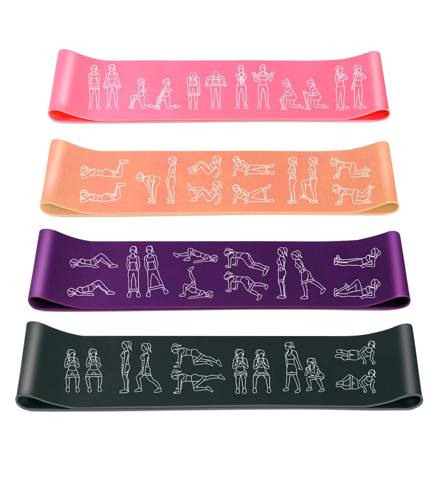 Amonax Resistance Bands Set for Legs, Glutes & Arms - Yoga Pilates Mini Loop Bands for Women and Men - Home Gym Exercise Fitness - Therapy Stretch Bands - Pink+Orange+Purple+Grey - Buy Online on GoSupps.com