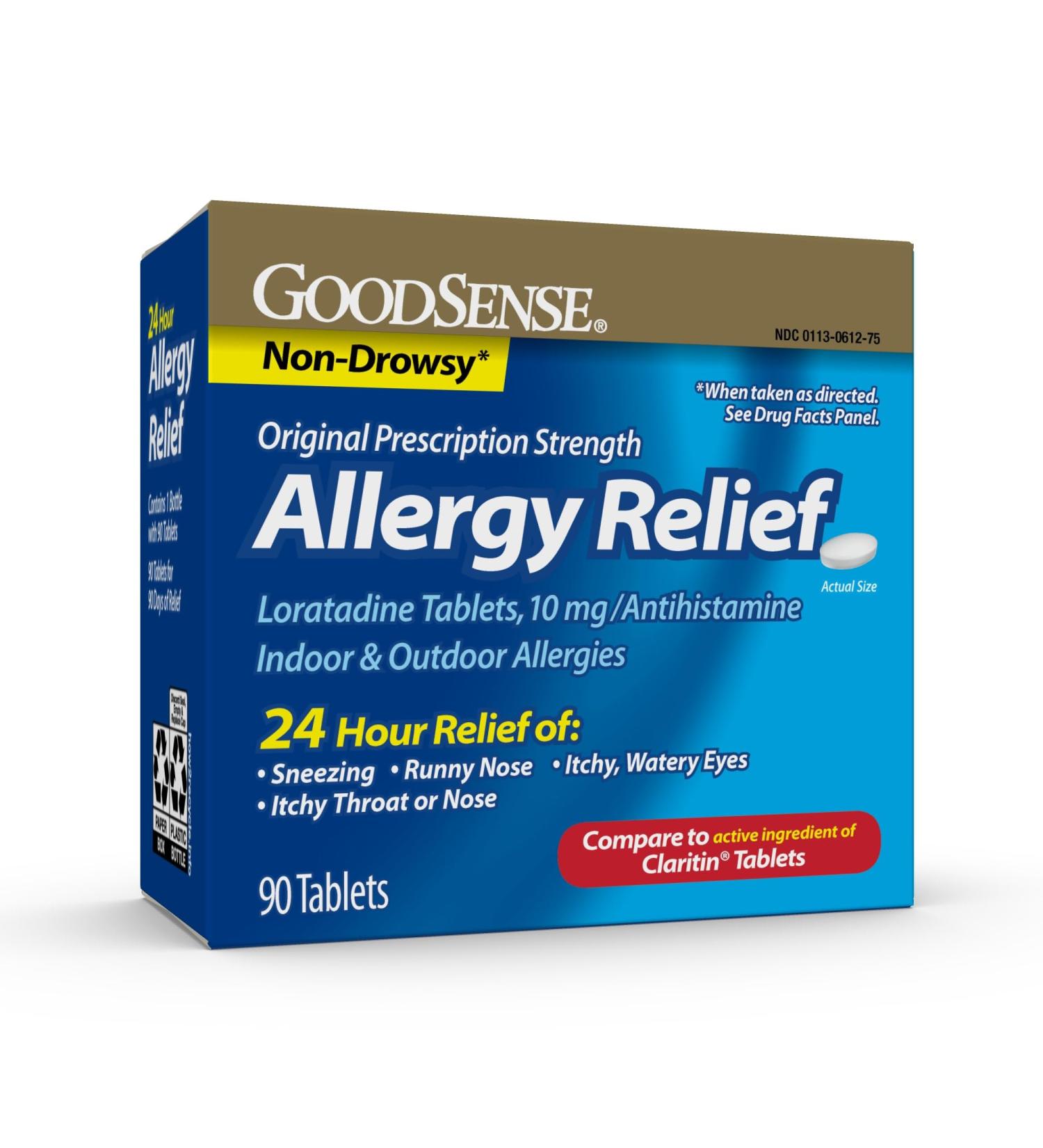 GoodSense Allergy Relief Loratadine Tablets 10 mg Antihistamine Allergy Medicine for 24 Hour Allergy Relief - Buy Online on GoSupps.com