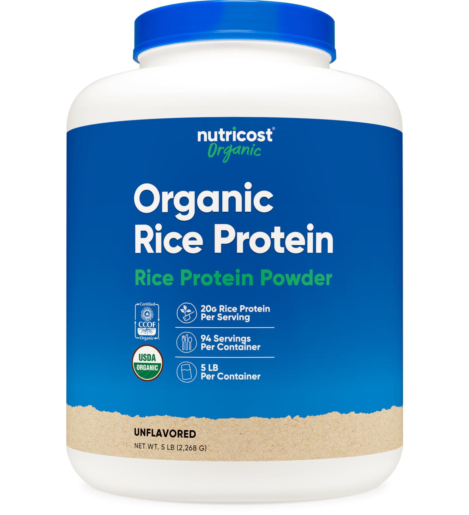 Nutricost Organic Rice Protein Powder (5 LB) - Gluten-Free GMO-Free (from Brown Rice) - Buy Online on GoSupps.com