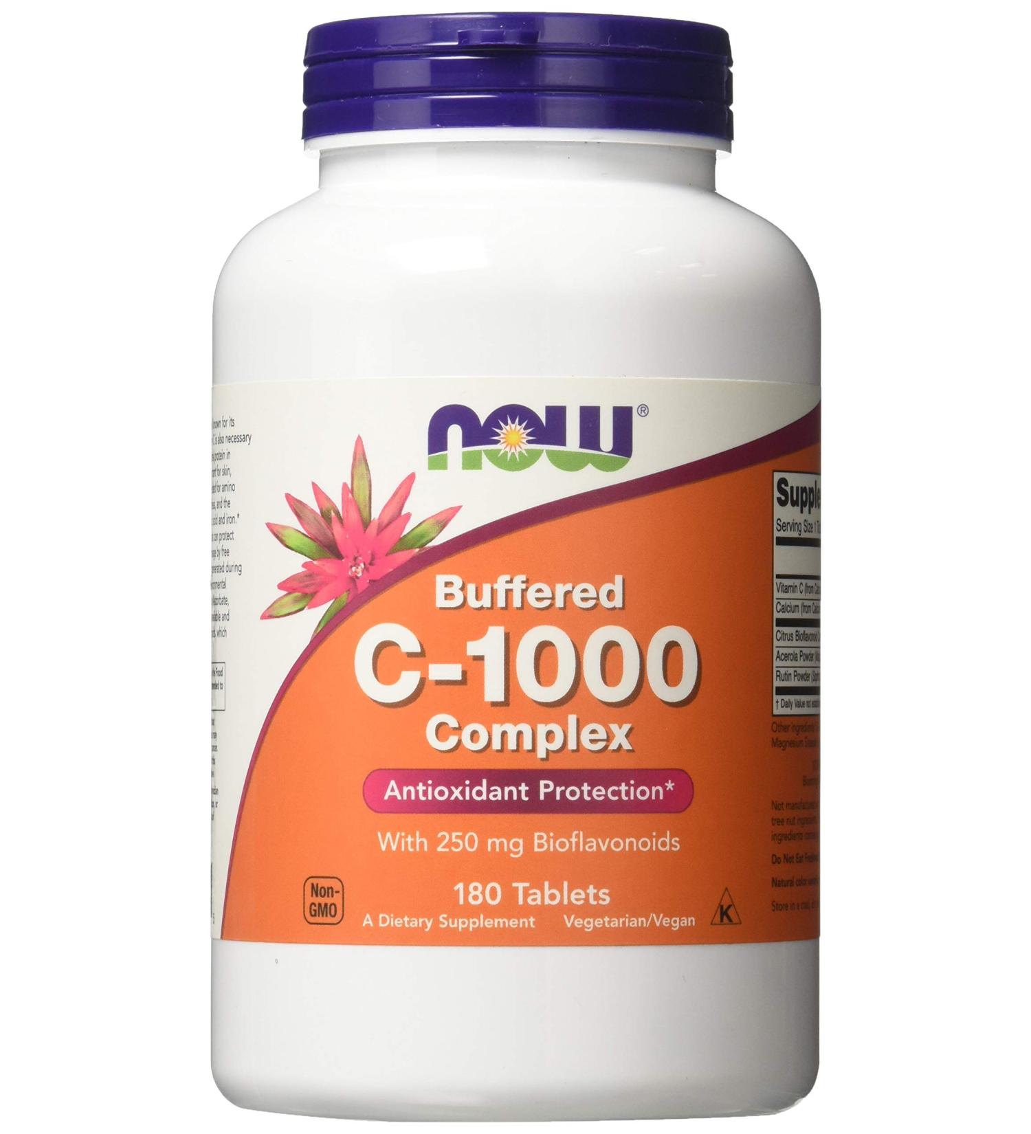 Now Foods Buffered C-1000 Complex 180 Tablets - Premium Vitamin C Supplement - Buy Online on GoSupps.com