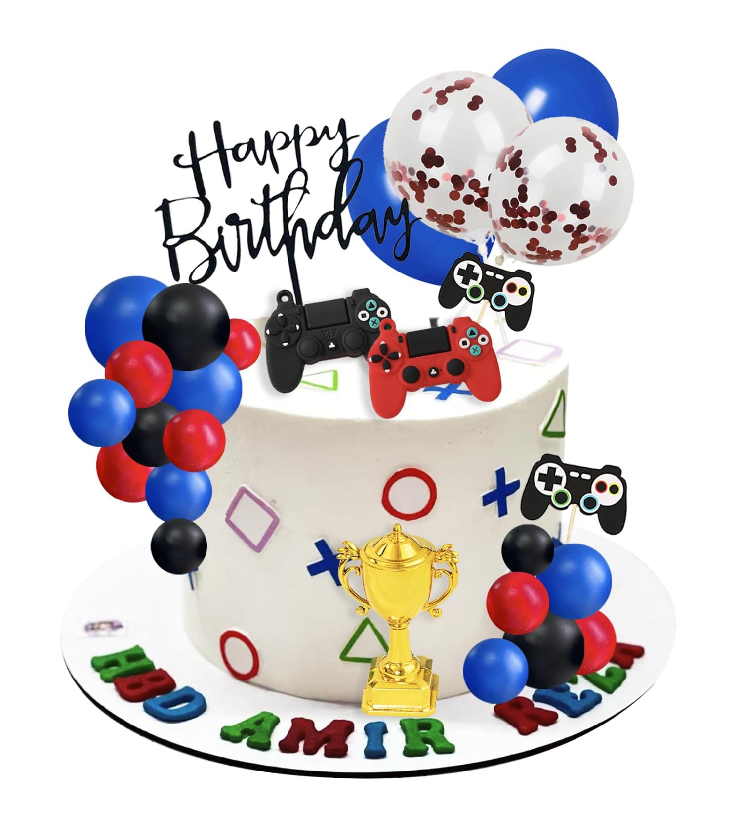 UFROMSKY 28pcs Video Game Cake Topper Headset Cake Topper Game Console Controller Cake Topper with Colorful Balls Trophy balloons for Video Game Themed Party Boys Teens Birthday Party - Buy Online on GoSupps.com