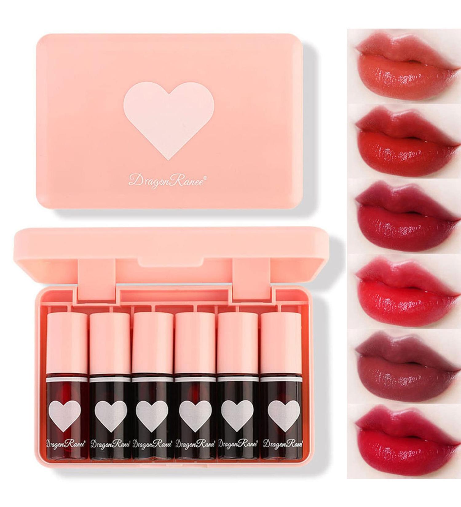 6 Colors Korean Lip Tint Stain Set - Long Lasting High Pigment Liquid Lipstick and Cheek Tint - Waterproof and Non-Sticky - Buy Online on GoSupps.com