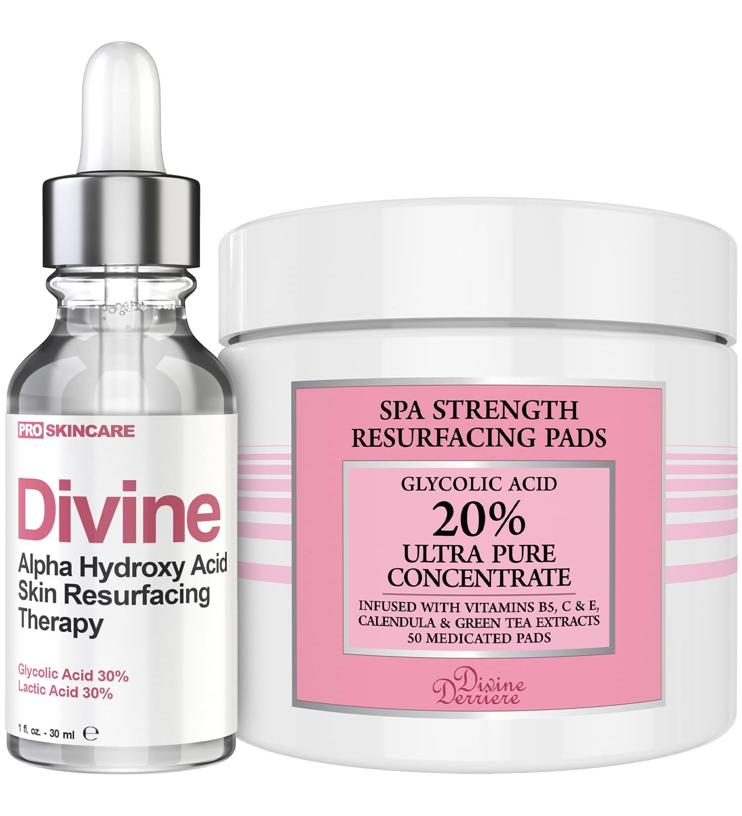 Anti Aging Skin Care Set: Glycolic Acid Peel 60% & Glycolic Resurfacing Pads - This Ultra Potent Duo Will Purify Your Skin & Eliminate Wrinkles Acne Scarring For an Ultra Clear & Glowing Complexion - Buy Online on GoSupps.com