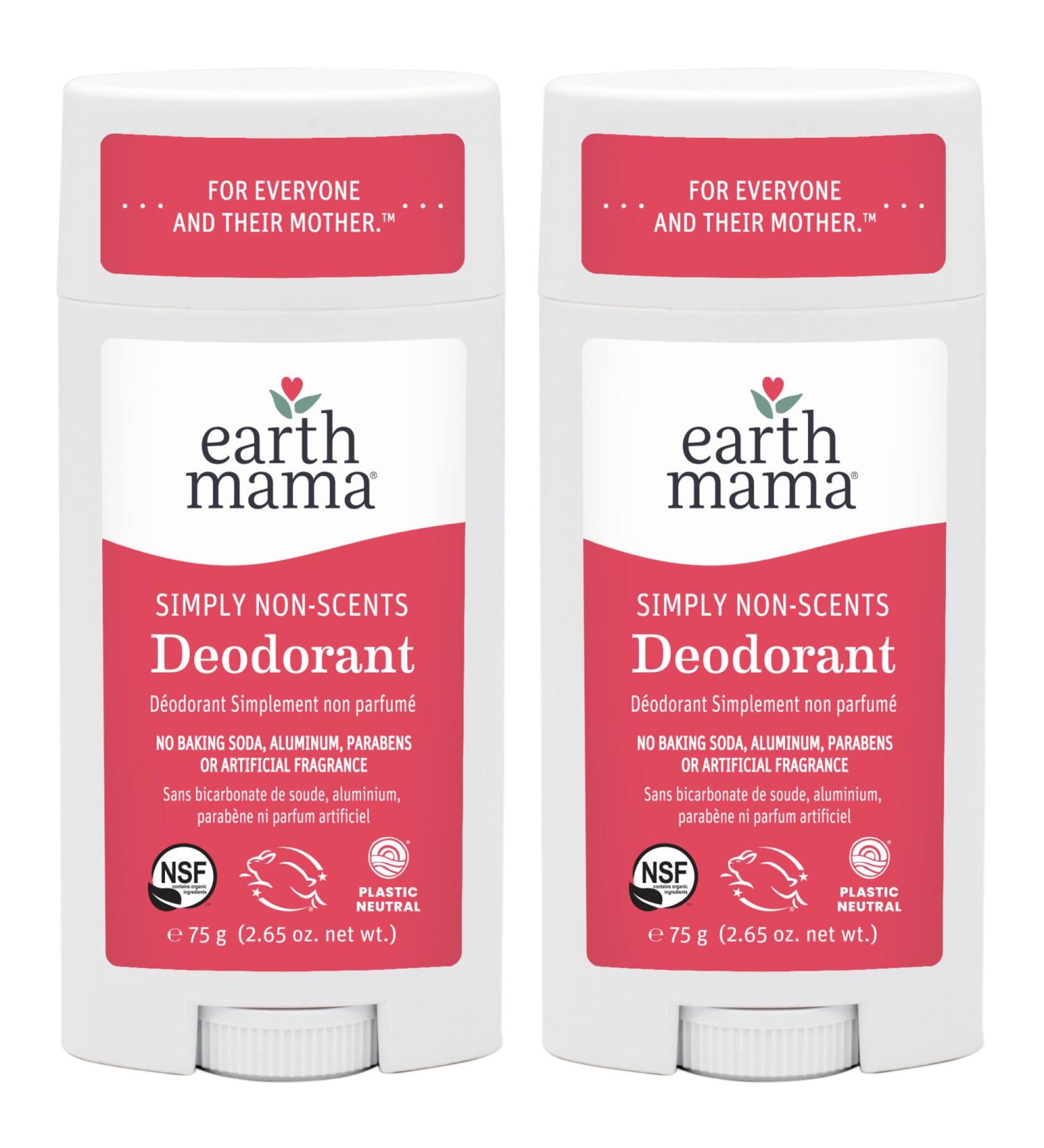 Earth Mama Simply Non-Scents Deodorant | Unscented Deodorant Pregnancy & Breastfeeding Contains Organic Calendula and Coconut Oil Fragrance Free No Baking Soda or Aluminum 2.65-Oz (2-Pack) NEW Non-Scents 2.65 Ounce (Pack of 2) - Buy Online on GoSupps.com