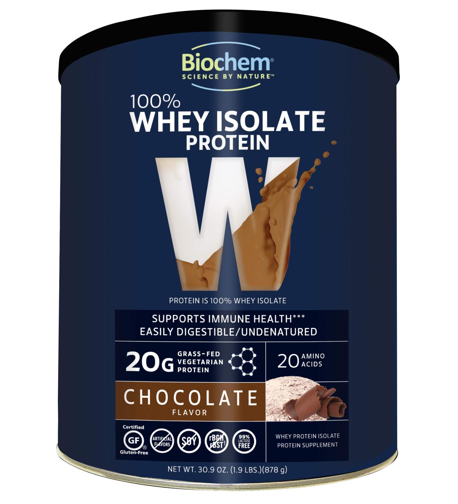  Biochem 100% Whey Isolate Protein - Chocolate - 20g Protein - Easy to Digest - Keto-Friendly - Pre & Post Workout Meal Replacement - 30.9 oz  - Buy Online on GoSupps.com