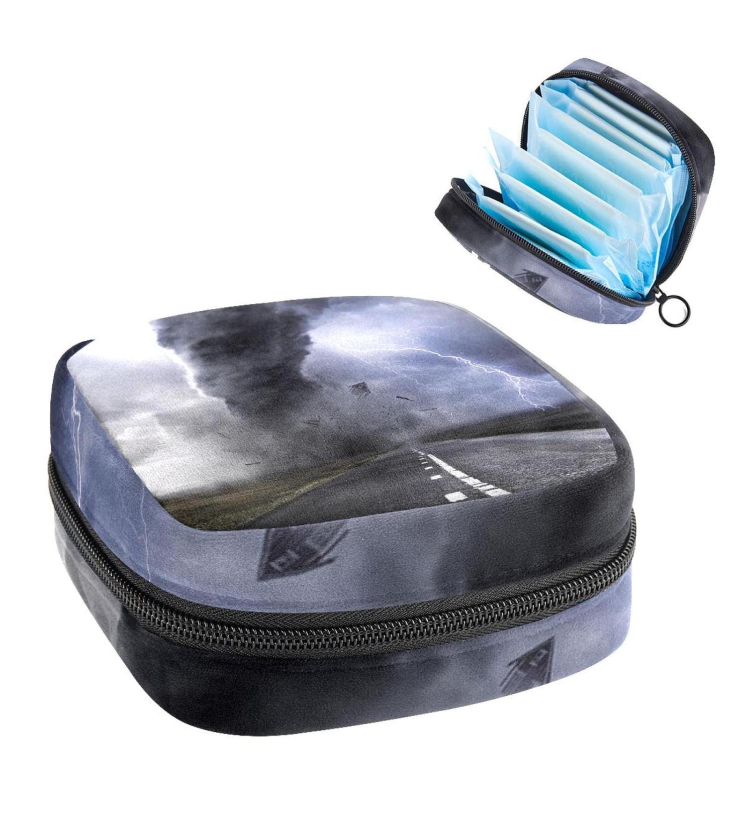 GIAPB Period Bag - Sanitary Napkin & Makeup Storage Pouch for Travel - City Tornado Storm Weather Color2677 - Buy Online on GoSupps.com