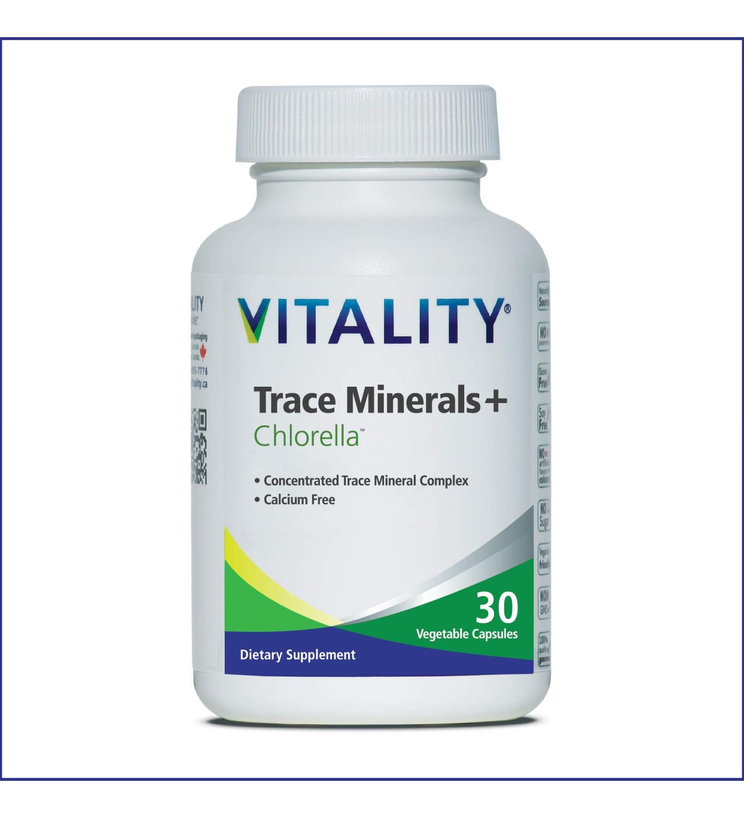 Vitality Trace Minerals + Chlorella Capsules - Supports Metabolism, Immunity, Healing & Detox - 30 Vcaps - Buy Online on GoSupps.com