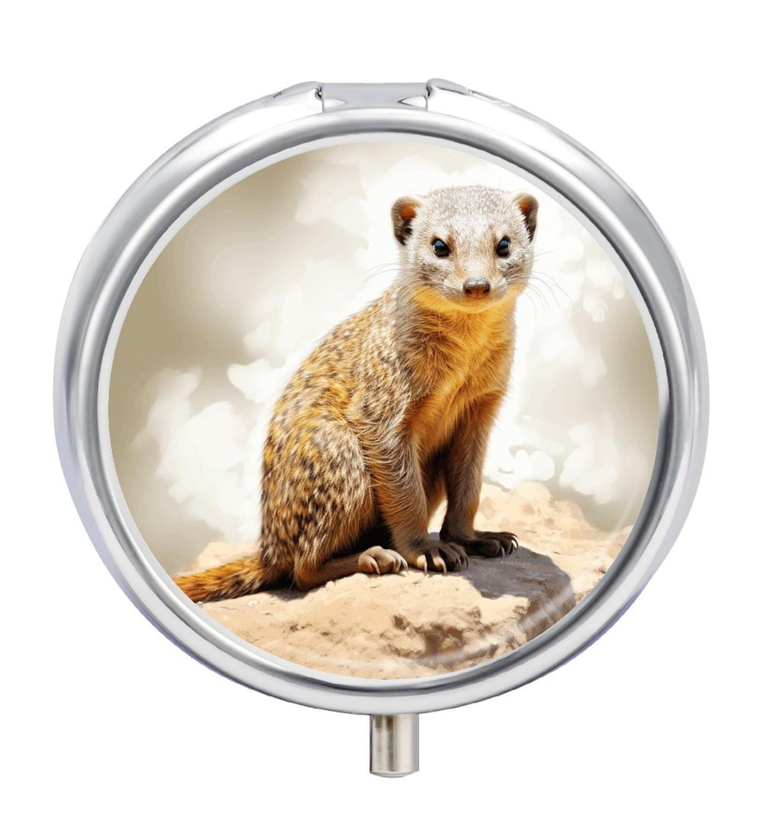 Travel Pill Box with Meerkats - 3 Compartment Portable Pill Organizer for Purse & Pocket - Buy Online on GoSupps.com