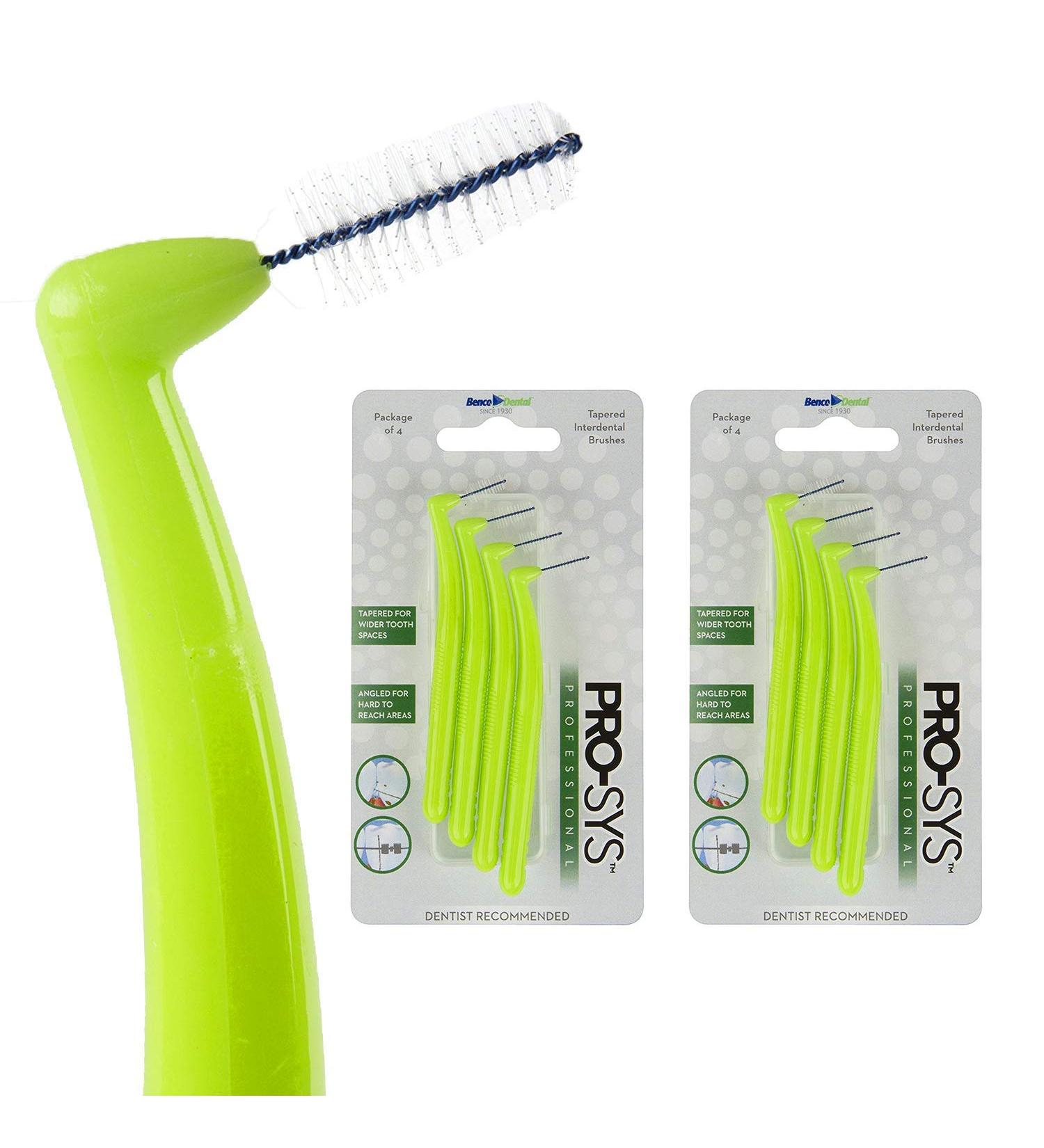 PRO-SYS Interdental Brush Wide Spaces Proxy Brush - 8 Brushes (2 Packs 4 Brushes per Pack) with Dupont Bristles 1 Count (Pack of 8)