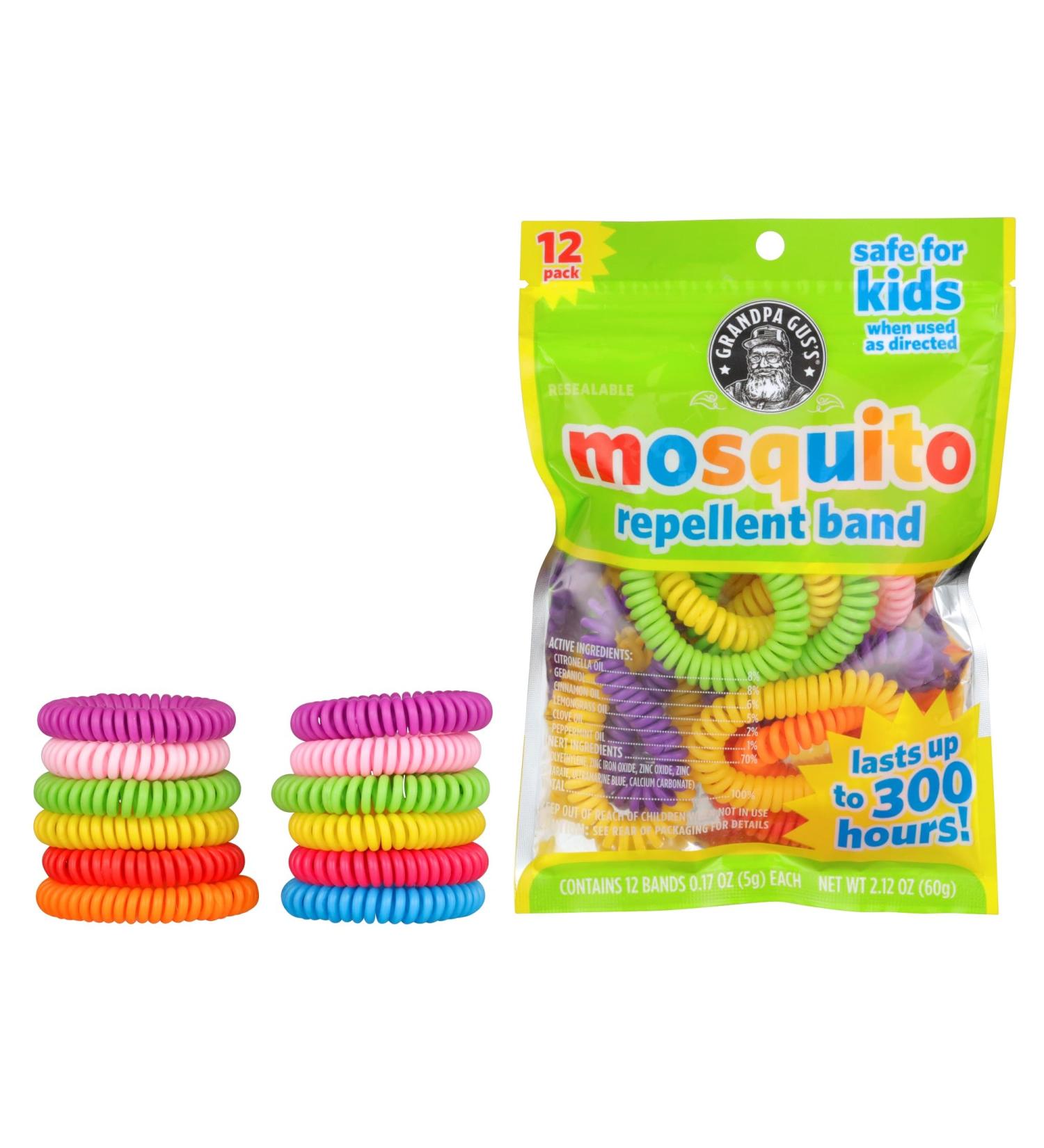Grandpa Gus's Natural Mosquito Repellent Bracelets - DEET-Free 300 Hours Protection 12 Assorted Colors for Summer Outdoor & Camping Essentials - Buy Online on GoSupps.com