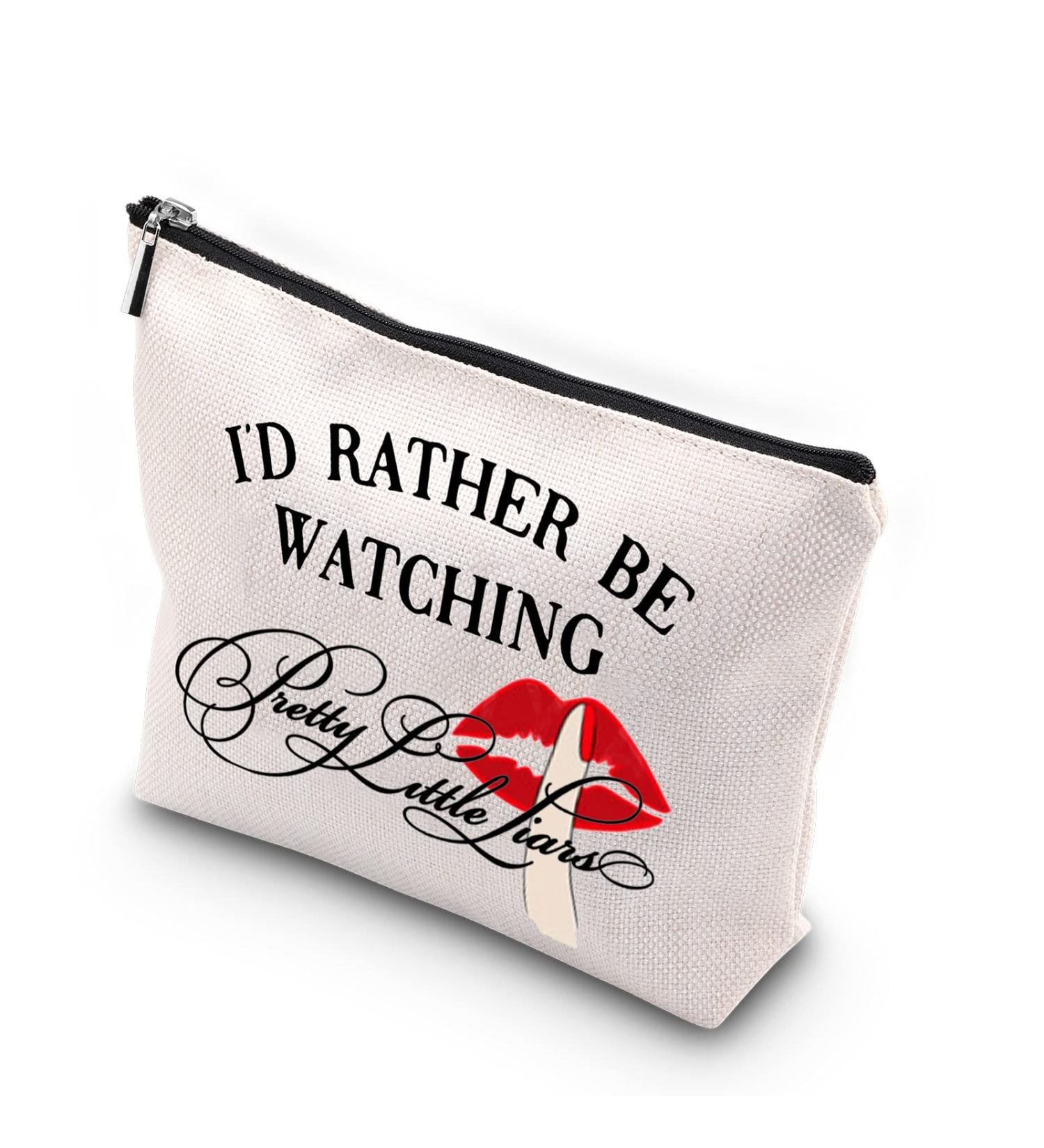 WCGXKO TV Show Inspired Makeup Bag - Perfect Gift for Mom Sister Wife & Best Friend - Small Beige Zippered Cosmetic Organizer - Buy Online on GoSupps.com