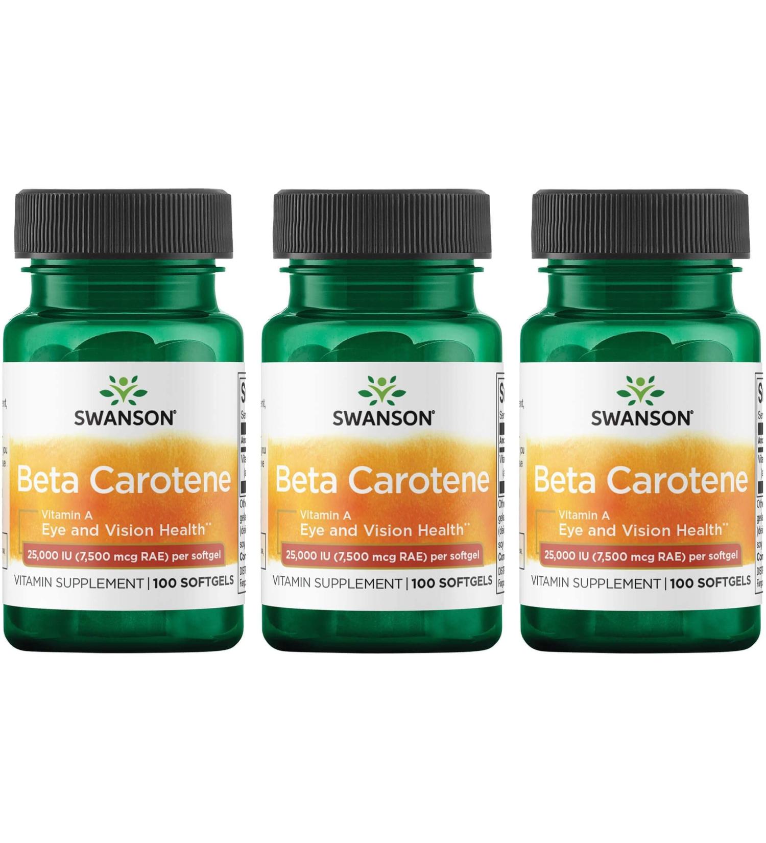 Swanson Beta-Carotene 25000 IU (7500 mcg) 100 Softgels - Pack of 3 - Buy Online on GoSupps.com