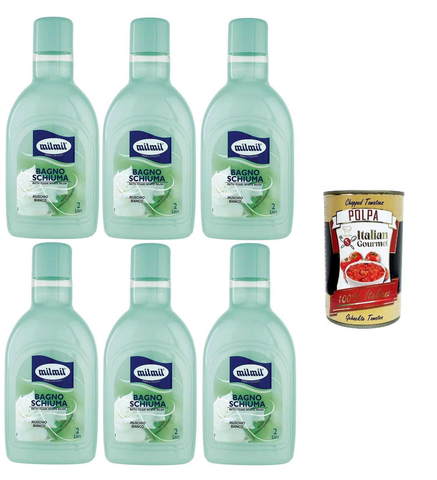 Italian Gourmet E.R. Milmil Bath Foam White Musk Fragrance Bath Foam White Musk Fragrance Practical Size Dermatologically Tested 6 x 2000 ml + Italian Gourmet Pulp 400 g - Buy Online on GoSupps.com