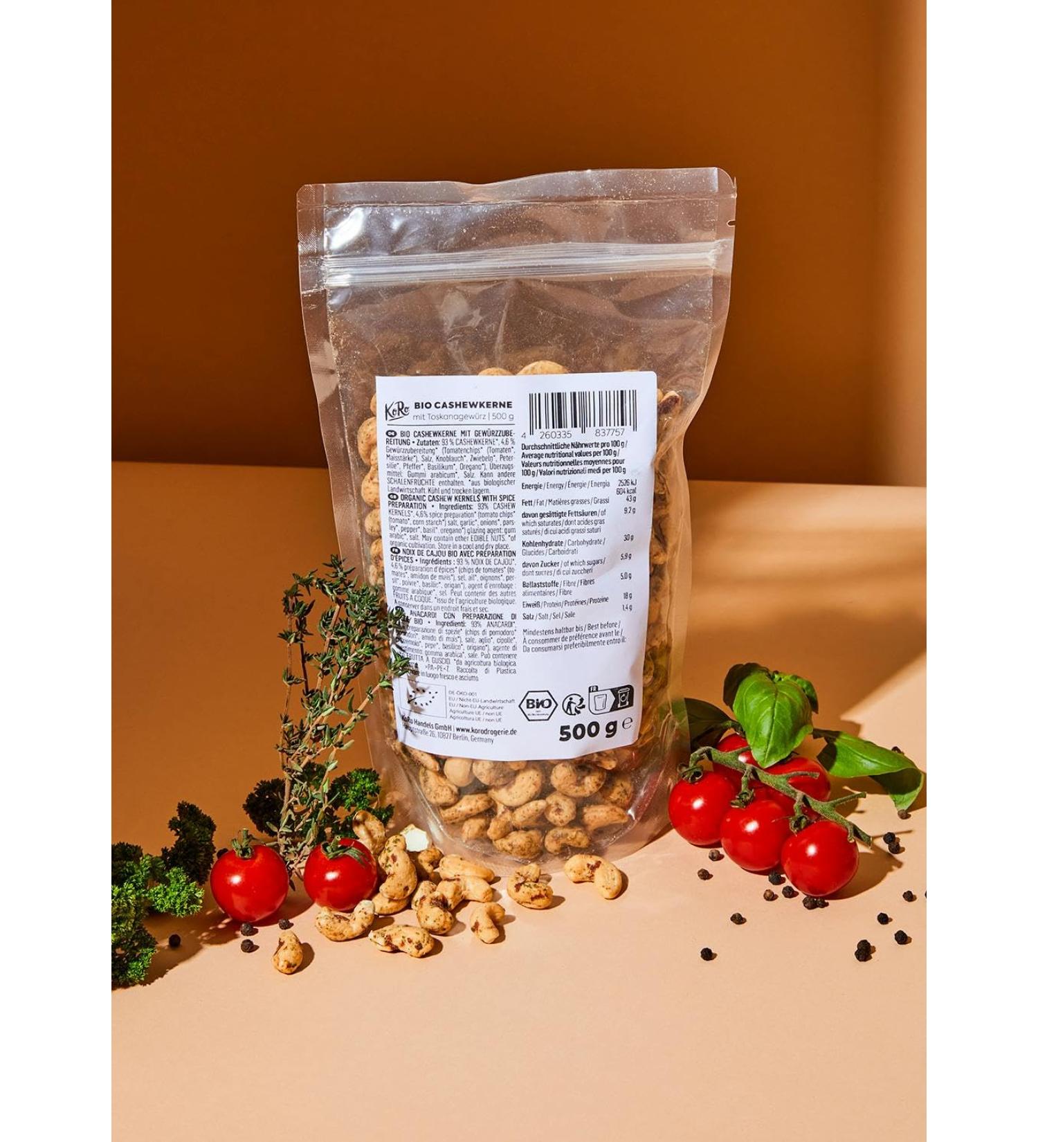 KoRo - Organic Tuscan Spiced Cashews 500g - Buy Online on GoSupps.com