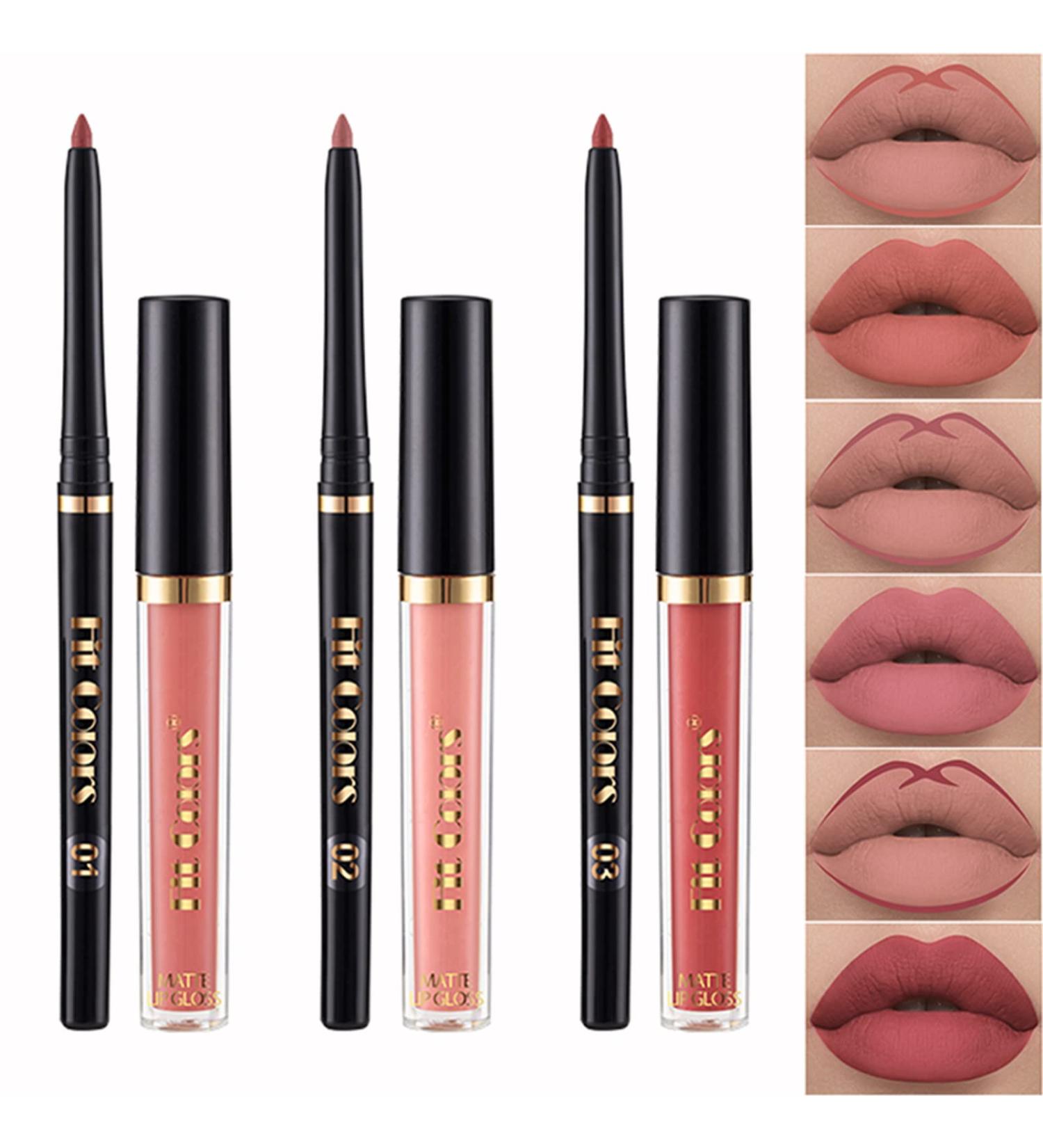 KIMIEYE 6Pcs Lip Liner + Matte Liquid Lipstick Set - Long Lasting, Waterproof, High Pigmented Makeup Gift Set for Women - Buy Online on GoSupps.com
