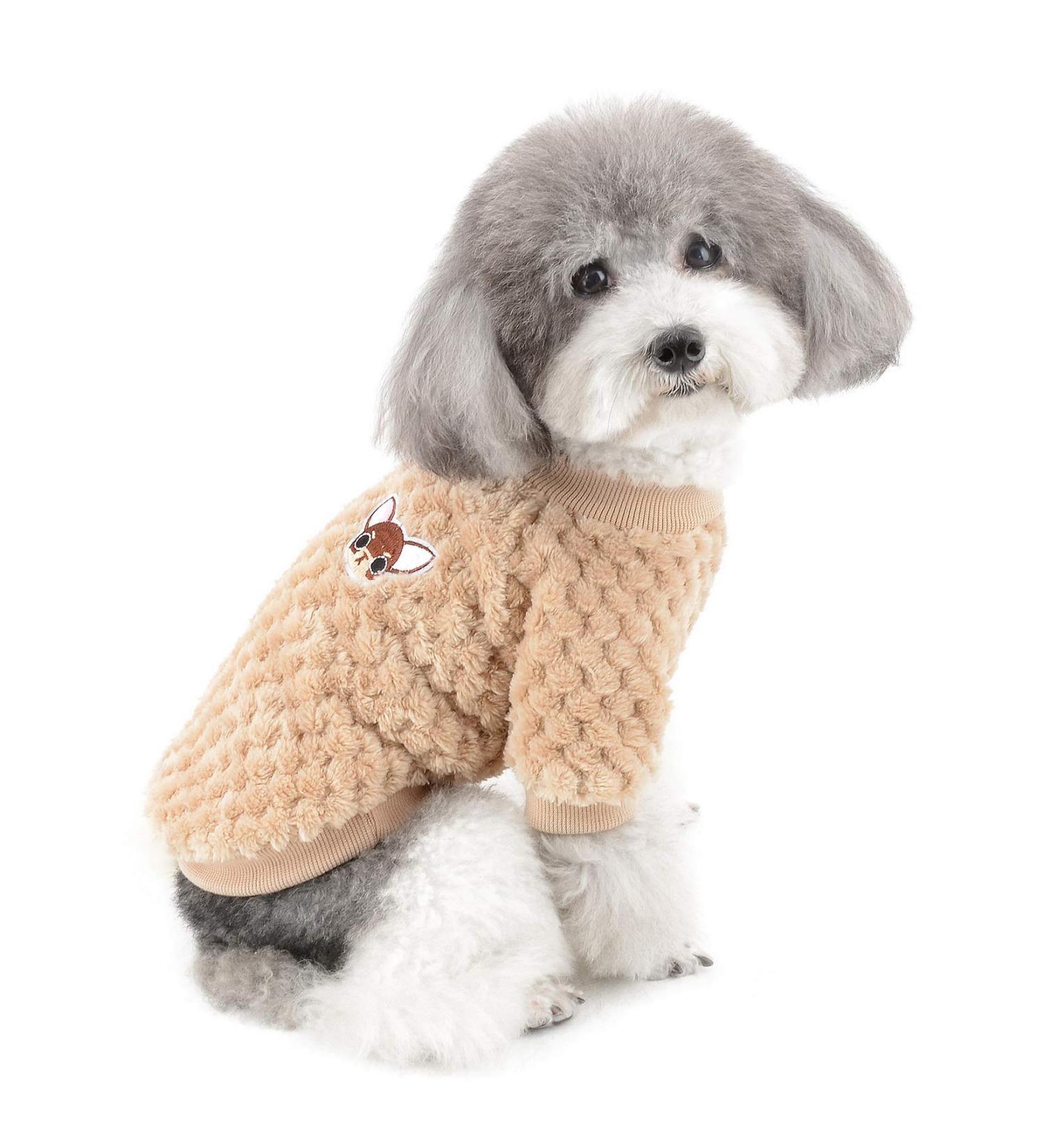 Zweitea Dog Sweater for Small Dogs - Warm Fleece Puppy Winter Jacket Clothing (1 Pack) - Perfect for Chihuahuas & Cats - Soft & Cozy Brown - Buy Online on GoSupps.com