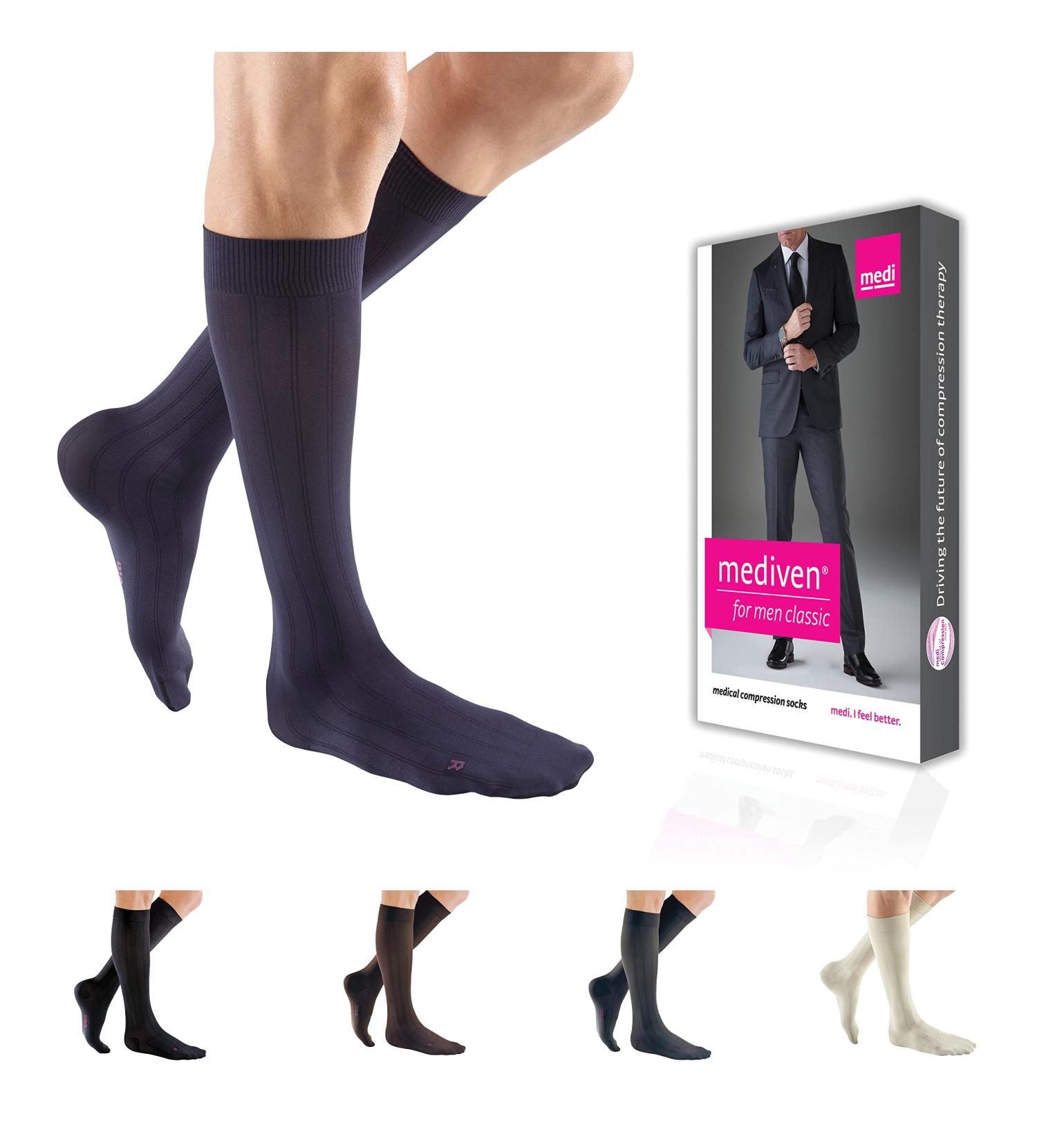 Shop Mediven for Men Classic Calf High Compression Stockings - 15-20 mmHg Navy Closed Toe - Standard III - Buy Online on GoSupps.com