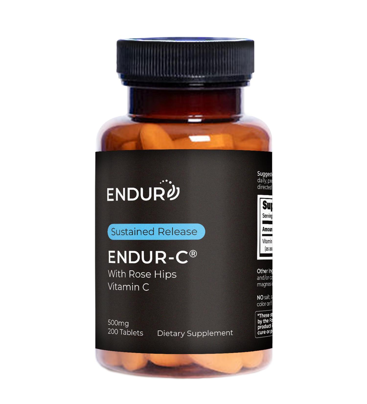 Endur ENDUR-C Vitamin C with Rose HIPS Supports Collagen Production Antioxidant Protection & Gentle Digestion Gluten Free 500mg (200 Tablets) 200 Count (Pack of 1) - Buy Online on GoSupps.com