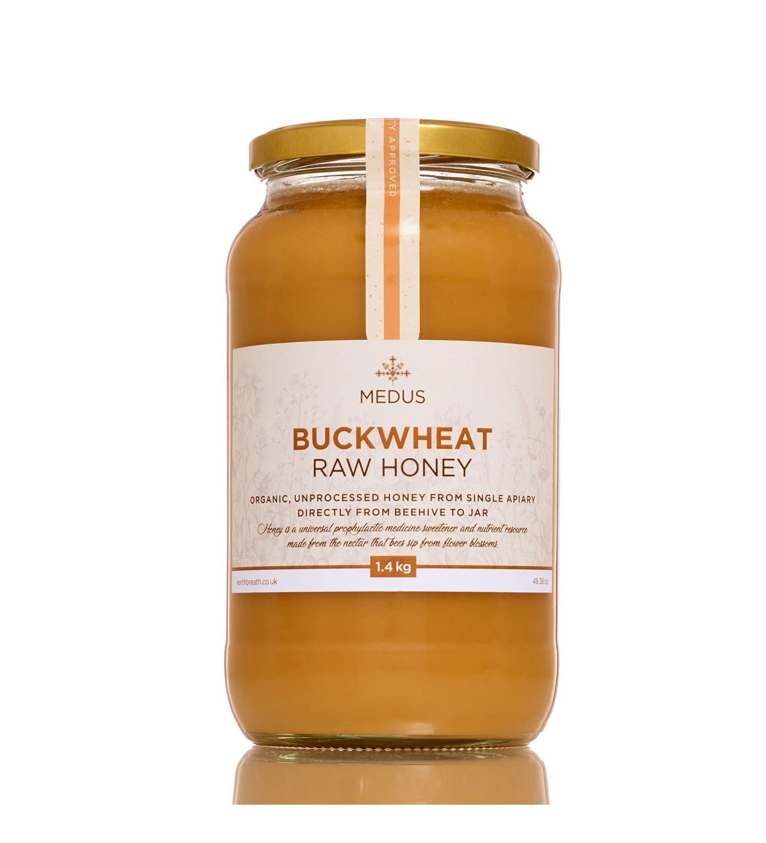 Earthbreath Buckwheat & Summer Blossom Raw Honey - 1.4kg - Natural Sweetener - Unheated & Unfiltered - Buy Online on GoSupps.com