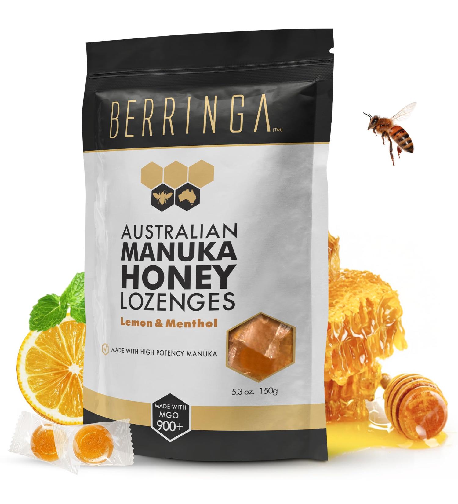 Berringa Australian Manuka Honey Lozenges Lemon & Menthol MGO 900+ 5.3 oz 30 Count - Buy Online on GoSupps.com