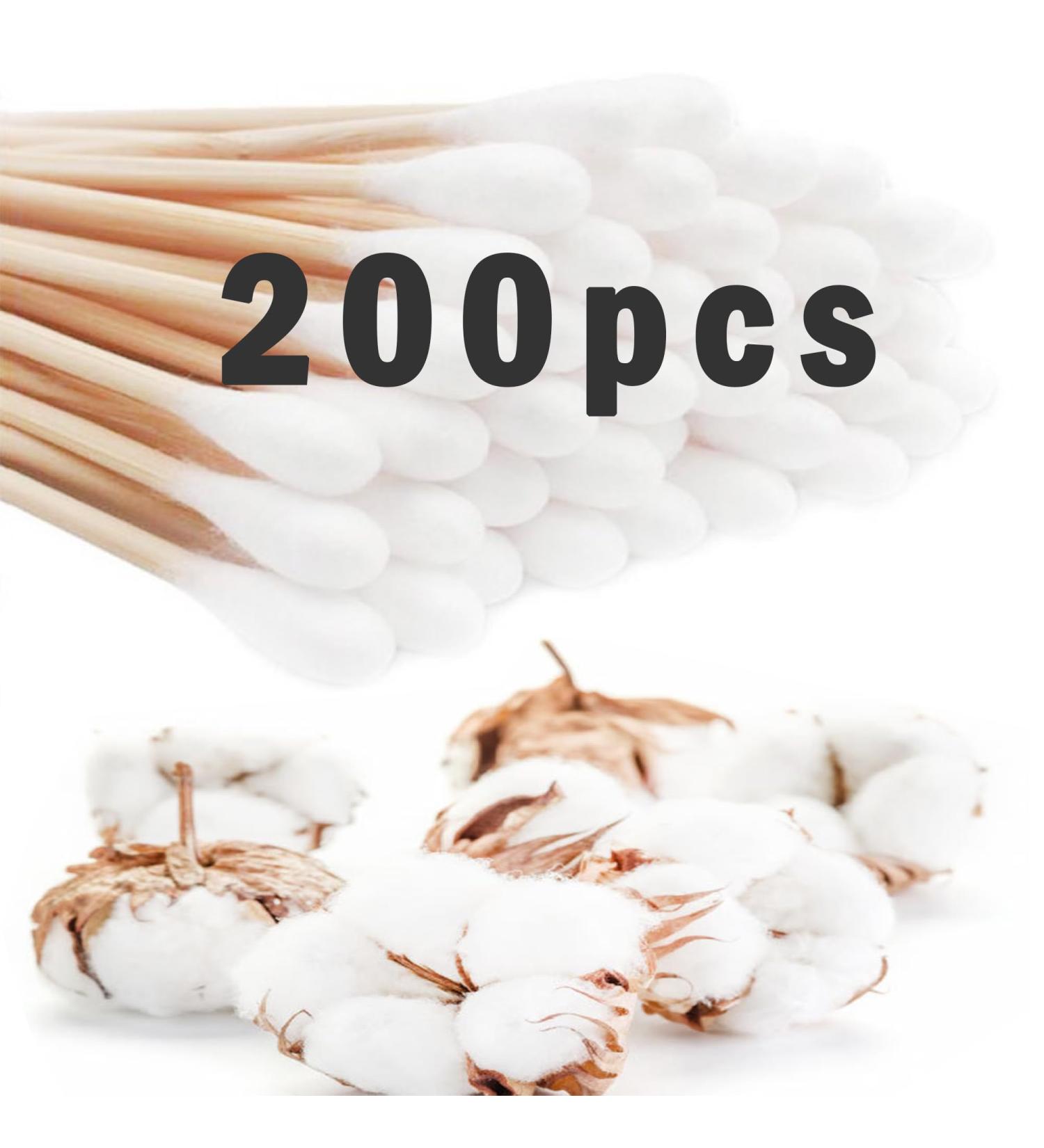 Buy Mignze 200 Cotton Swabs - Sustainable Bamboo & Cotton Swabs with Wooden Handles for Eco-Friendly Hygiene - Buy Online on GoSupps.com