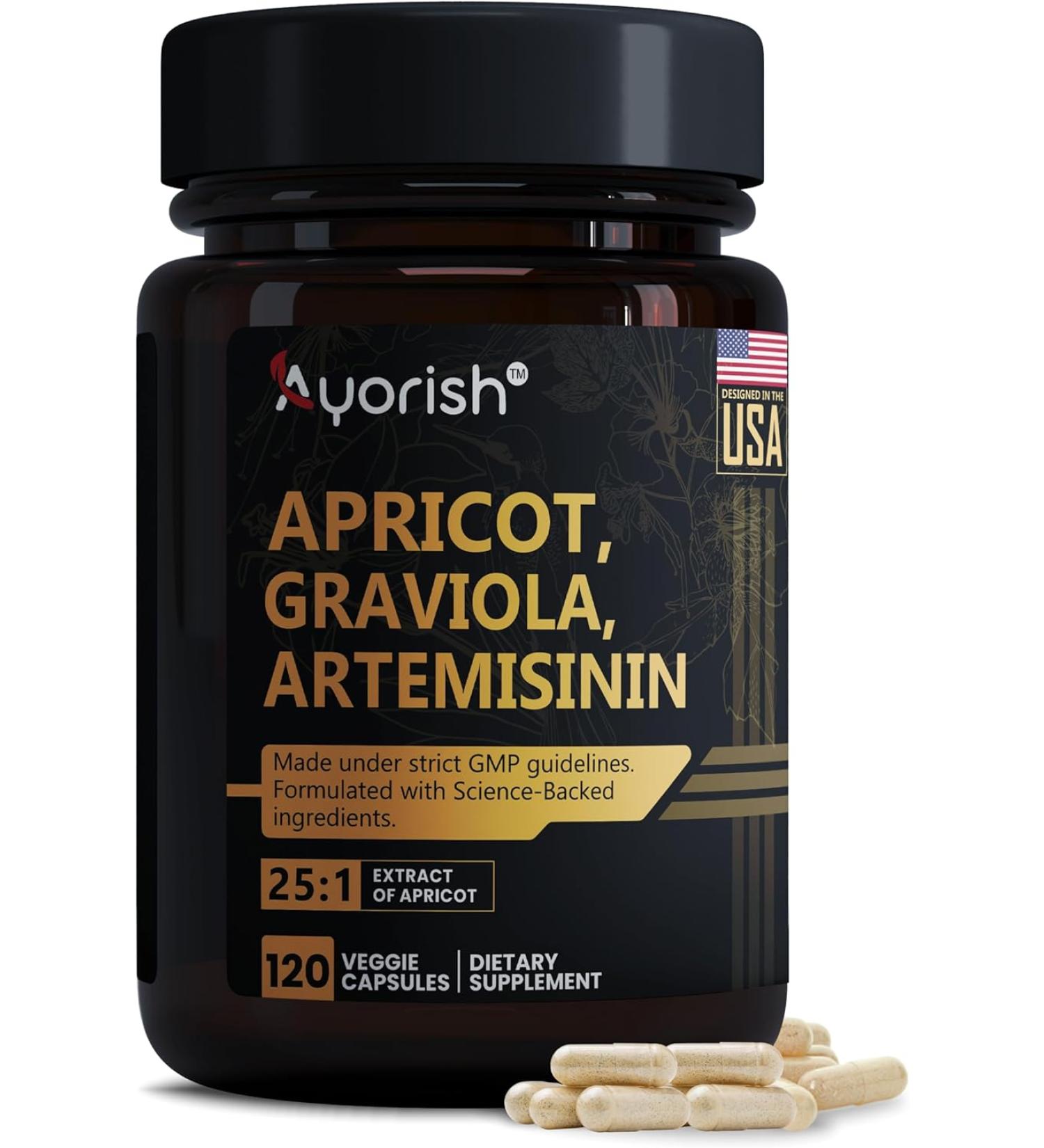 Buy Apricot 15:1 Graviola 10:1 Artemisinin 10:1 Extract Capsules - 1000 mg (120 Count) | Premium Quality International Shipping - Buy Online on GoSupps.com