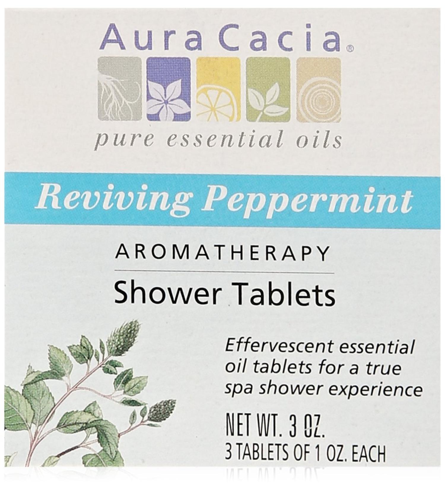 Aura Cacia Reviving Peppermint Aromatherapy Shower Tablets - 3 Pack (3 oz) | Refreshing Aromatherapy for Home Spa - Buy Online on GoSupps.com