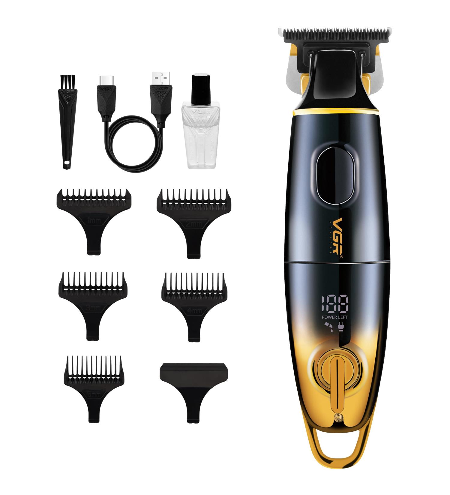 VGR Electric Beard Hair Trimmer for Men Kit - Rechargeable via USB-C 180 min Battery - 7000 RPM - Professional Ceramic Blades - Mens Cordless Shaver Clippers for Face Head Neck Sideburns Moustache - Buy Online on GoSupps.com