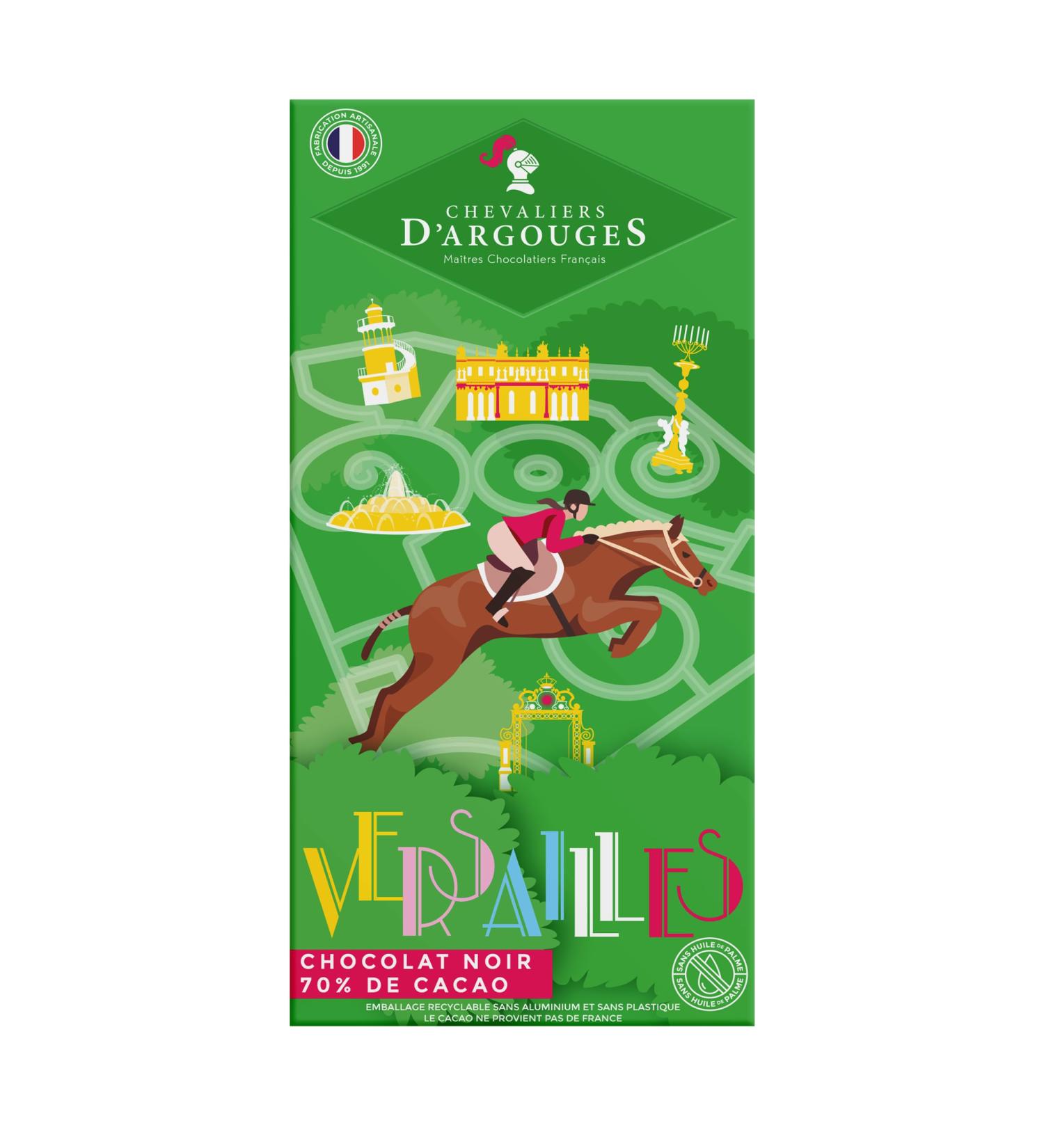 CHEVALIERS D'ARGOUGES French Master Chocolatiers - 70% dark chocolate bar - Souvenir of Versailles - 100g - Buy Online on GoSupps.com