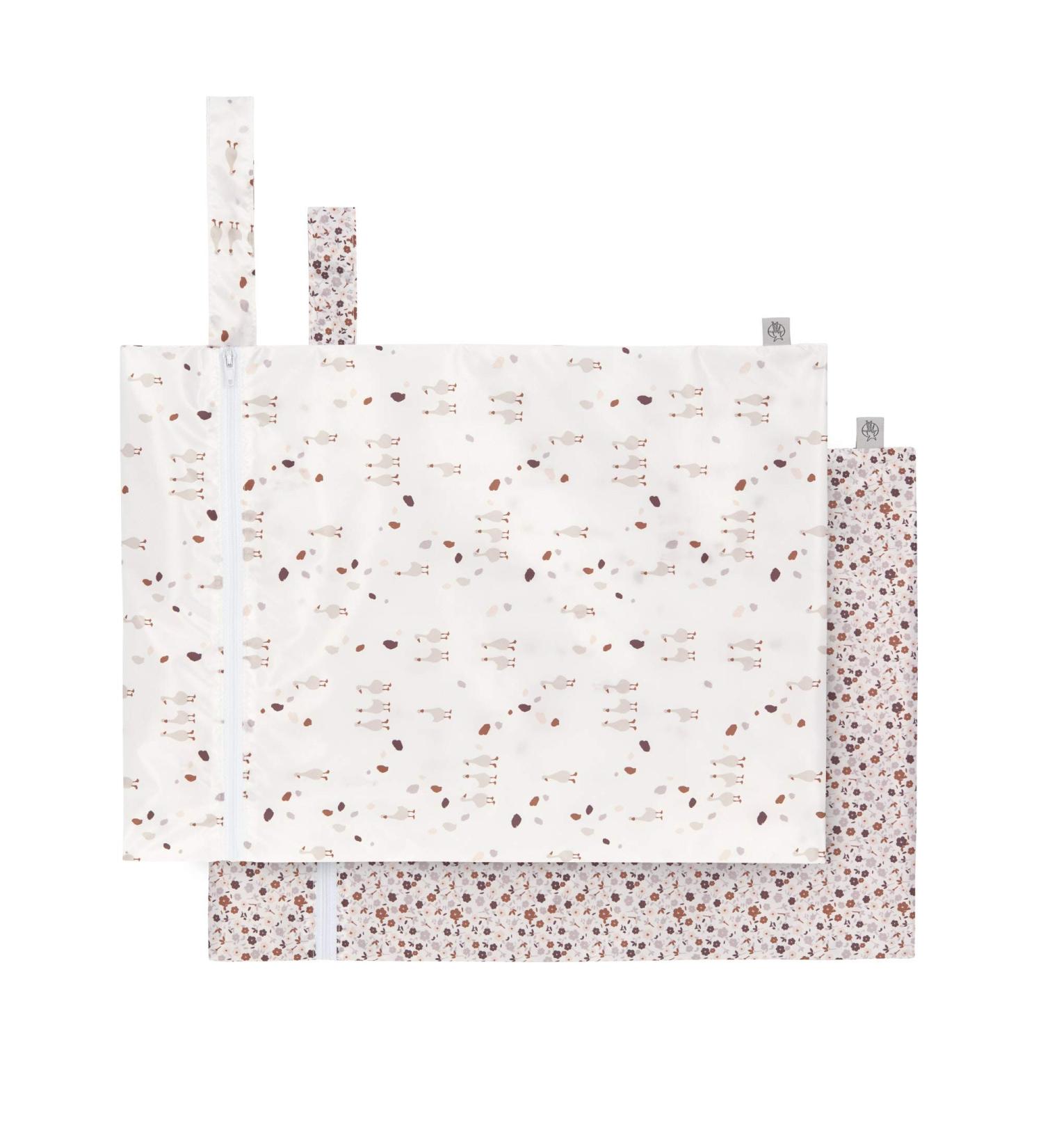 L SSIG Wet Bag Set for Kids - Reusable Baby Wet Bags (2 Pieces) - Tiny Farmer Flowers Design - Eco-Friendly & Waterproof - Buy Online on GoSupps.com