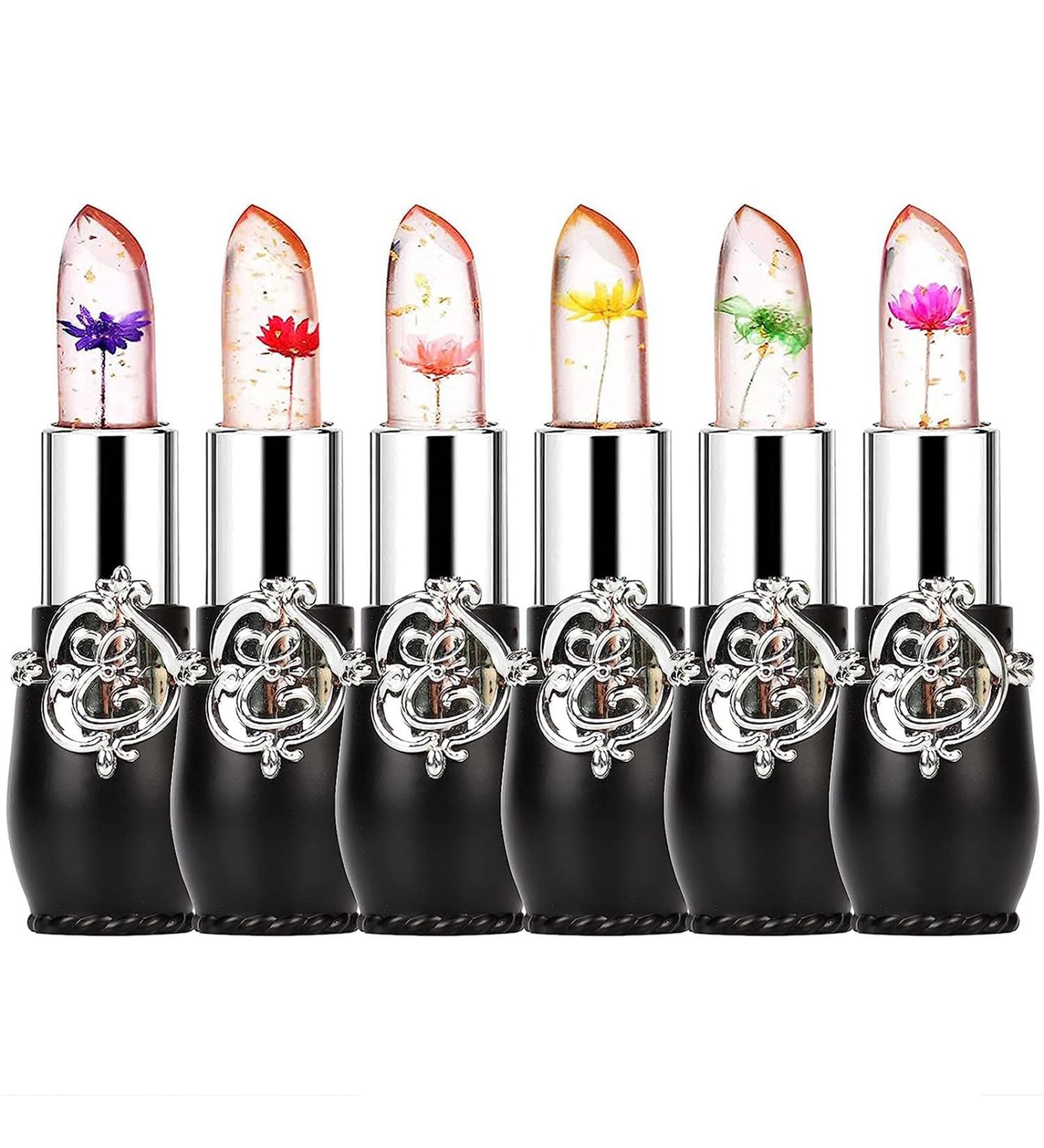 Titimore 6-Piece Crystal Jelly Lipstick Set | Magical Temperature Color Change & Long-Lasting Moisture | Flower Jelly Lip Balm & Clear Lip Gloss (Black) - Buy Online on GoSupps.com