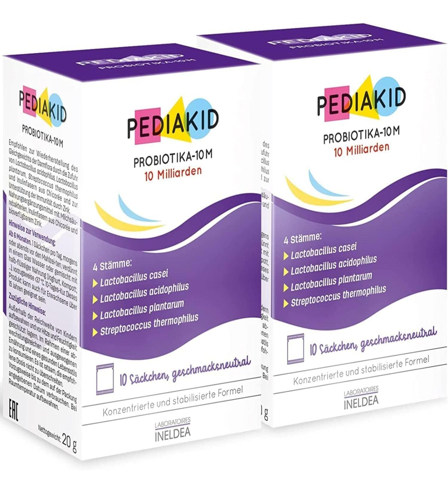 Pediakid Probiotics - Dietary Supplements for Kids (10m) - Lactic Acid Bacteria Inulin Fibers & Zinc - Balance Intestinal Flora - 2x10 Sacks (20g) - Imported Worldwide - Buy Online on GoSupps.com