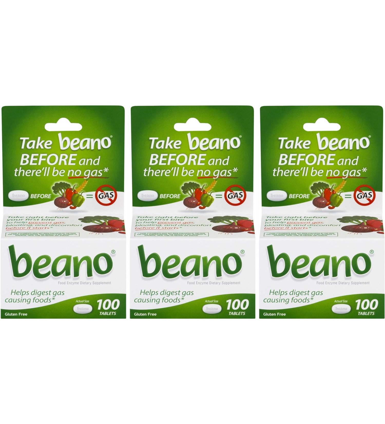 Beano Food Enzyme - 100 Tablets (Value Pack of 3) | Best International Shipping - Buy Online on GoSupps.com