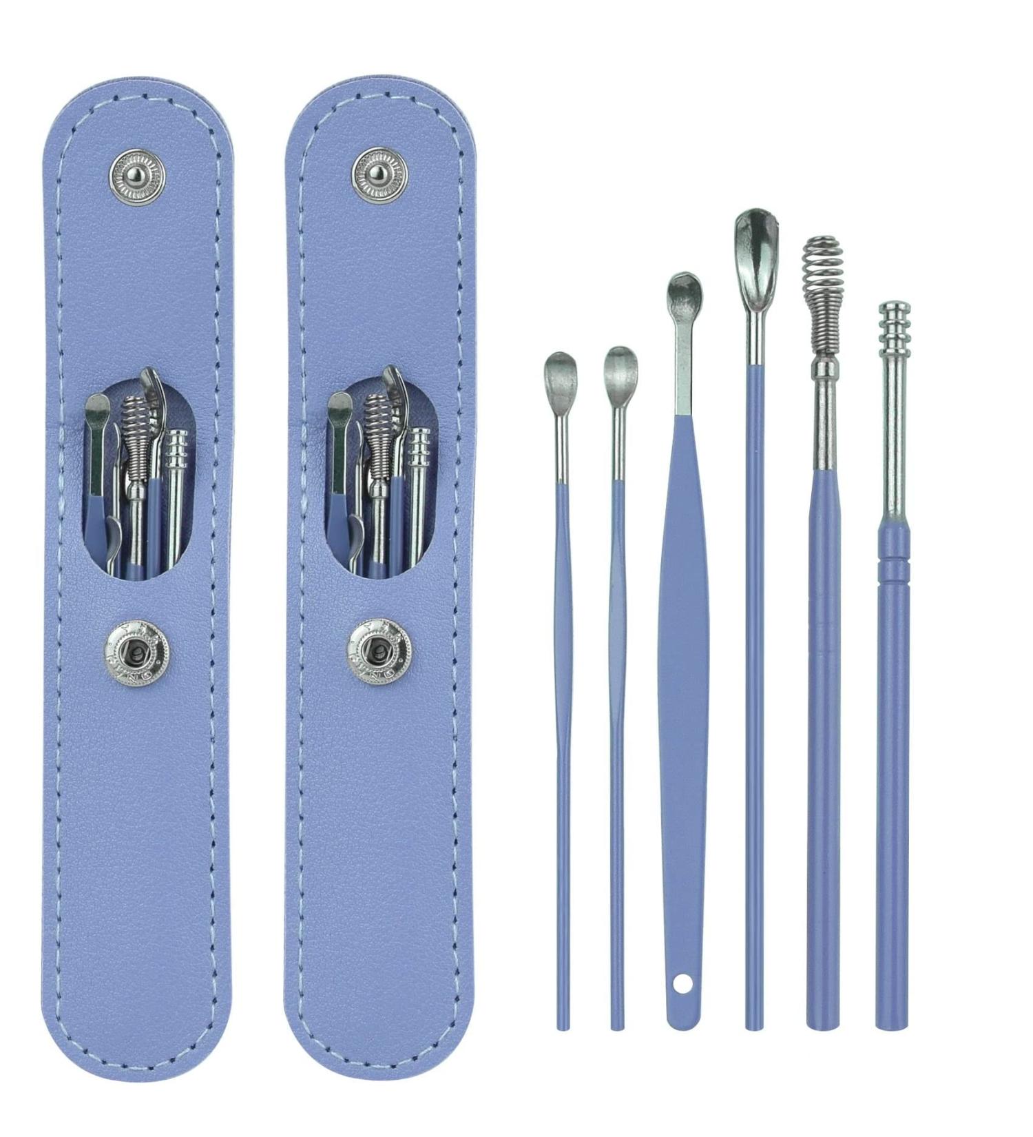 2 Pack Ear Wax Removal Kit - 6 Pcs Ear Cleaning Tool Set - Ear Pick & Cleaner for Earwax Removal (Blue) - Buy Online on GoSupps.com