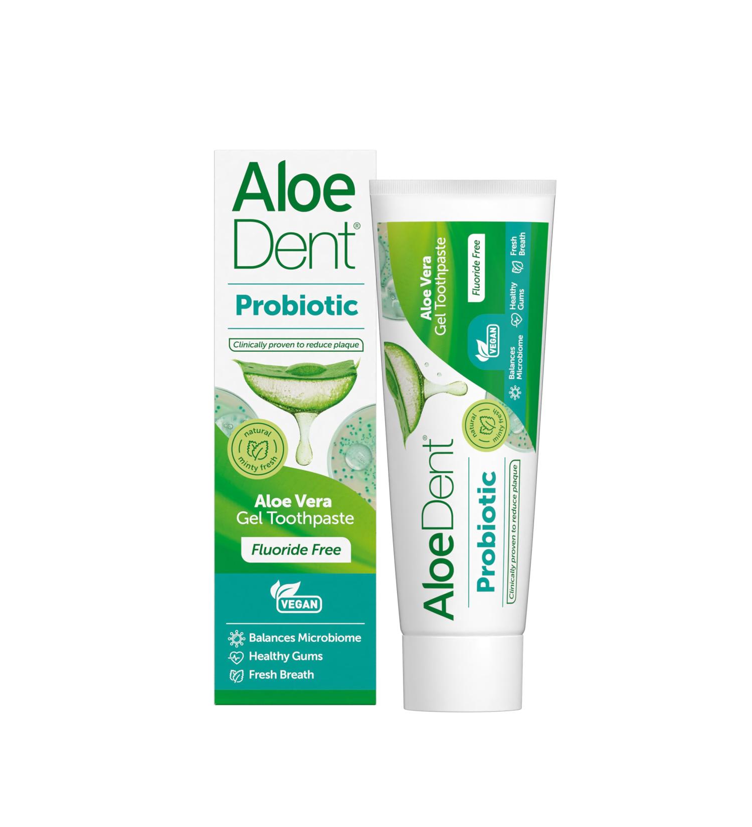  Aloe Dent AloeDent Probiotic fluoride-free oral microbiome balance natural probiotic with aloe vera fresh breath alcohol-free SLS-free vegan 75 ml - Buy Online on GoSupps.com