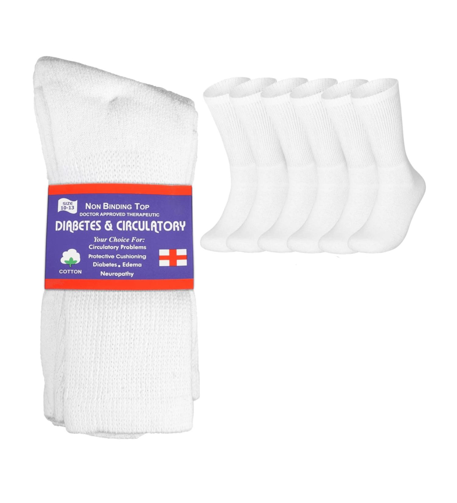 Physicians Approved Diabetic Crew Socks 6 Pairs Unisex Black/Grey/White Size 10-13 - Buy Online on GoSupps.com