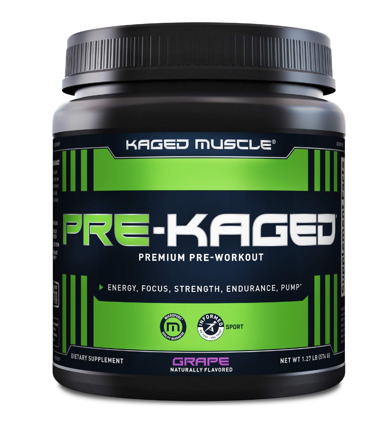 Buy Kaged Muscle PRE-KAGED Premium Pre-Workout - Grape Flavor (1.27 lb) | Boost Energy & Performance - Buy Online on GoSupps.com