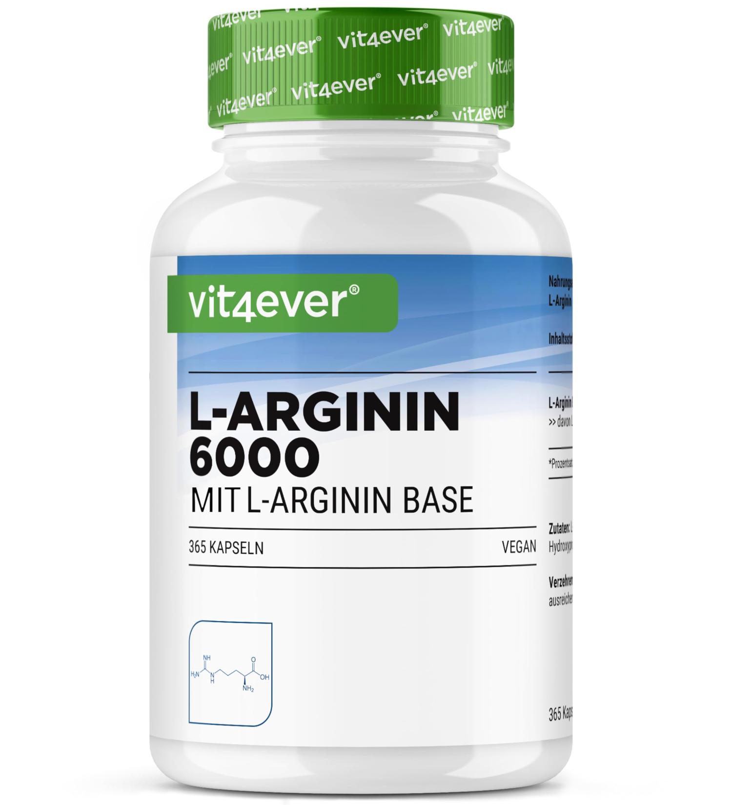 L-Arginine - 365 capsules - 6000 mg de L-arginine pure par dose journali re - Fabriqu par fermentation v g tale - Hautement dos - Sans additifs - Vegan - Buy Online on GoSupps.com