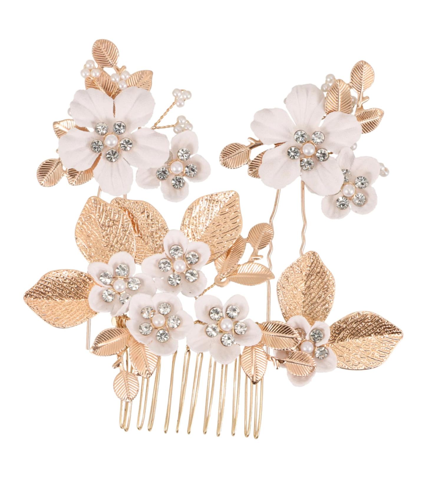 VINTORKY 1 Set Leaves and Flowers Hair Comb Flower Hair Decorations Womens Headpiece Hair Accessories for Women Girl Headpiece Bride Headdress Wedding Hairpin Bride Headpiece Hair Comb Clip - Buy Online on GoSupps.com