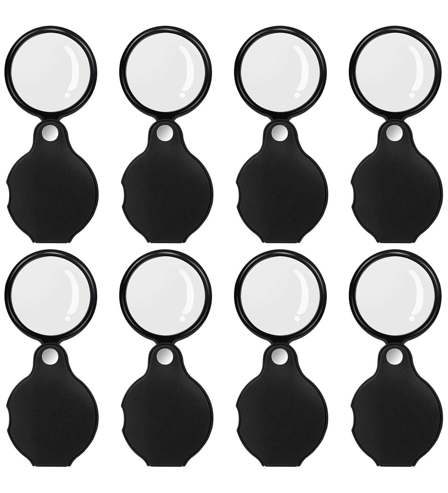 8 Packs 10X Mini Magnifying Glass Folding Pocket Magnifying Glass with Black Rotating Protective for Reading  Books  Jewelryâ¦ - Buy Online on GoSupps.com