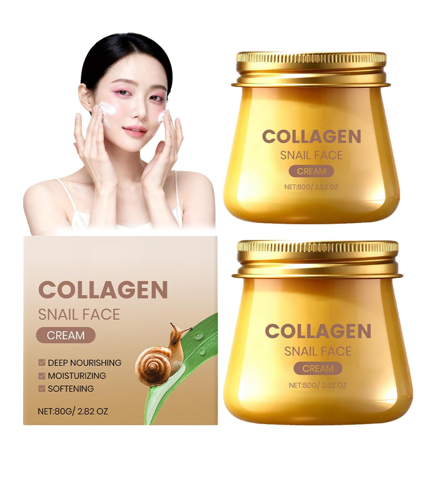 WRANBAO Moisturizing antiwrinkle and rejuvenating cream with snail collagen facial cream with snail collagen moisturizing firming suitable for dry and sensitive skin 2 pieces - Buy Online on GoSupps.com